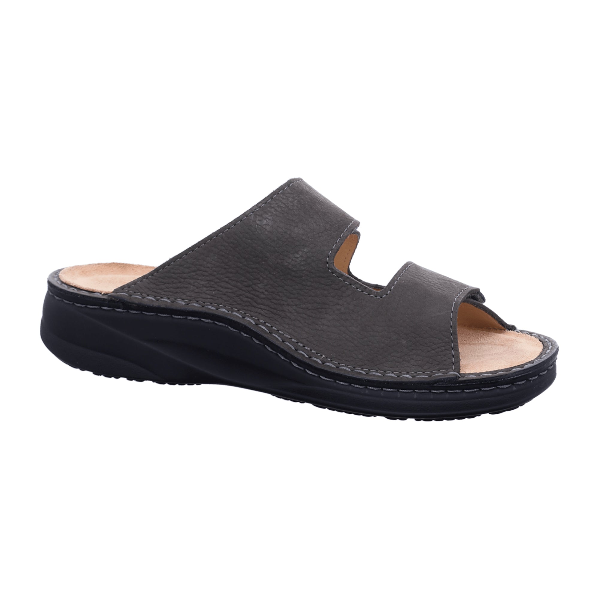 Finn Comfort Psara Men's Slides - Grey/Black Comfort Leather Sandals