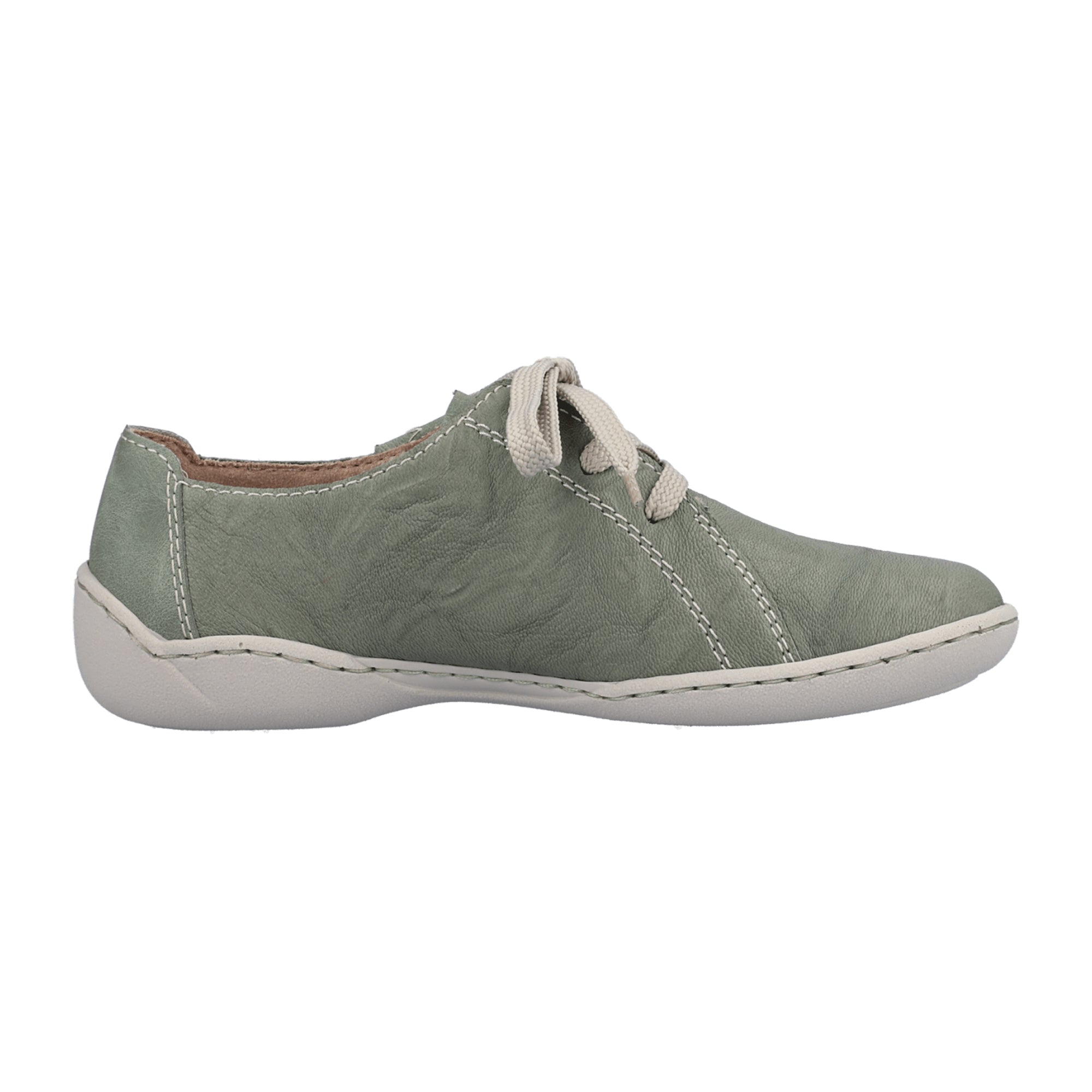 Rieker Comfort Lace Up Shoes for Women in Green with Shock Absorbing Sole