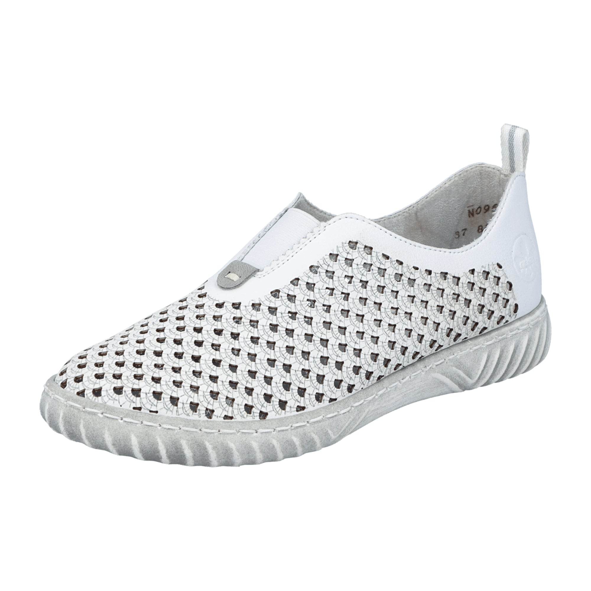 Rieker White Women's Slip-On Shoes with Soft Leather and Elastic Insert