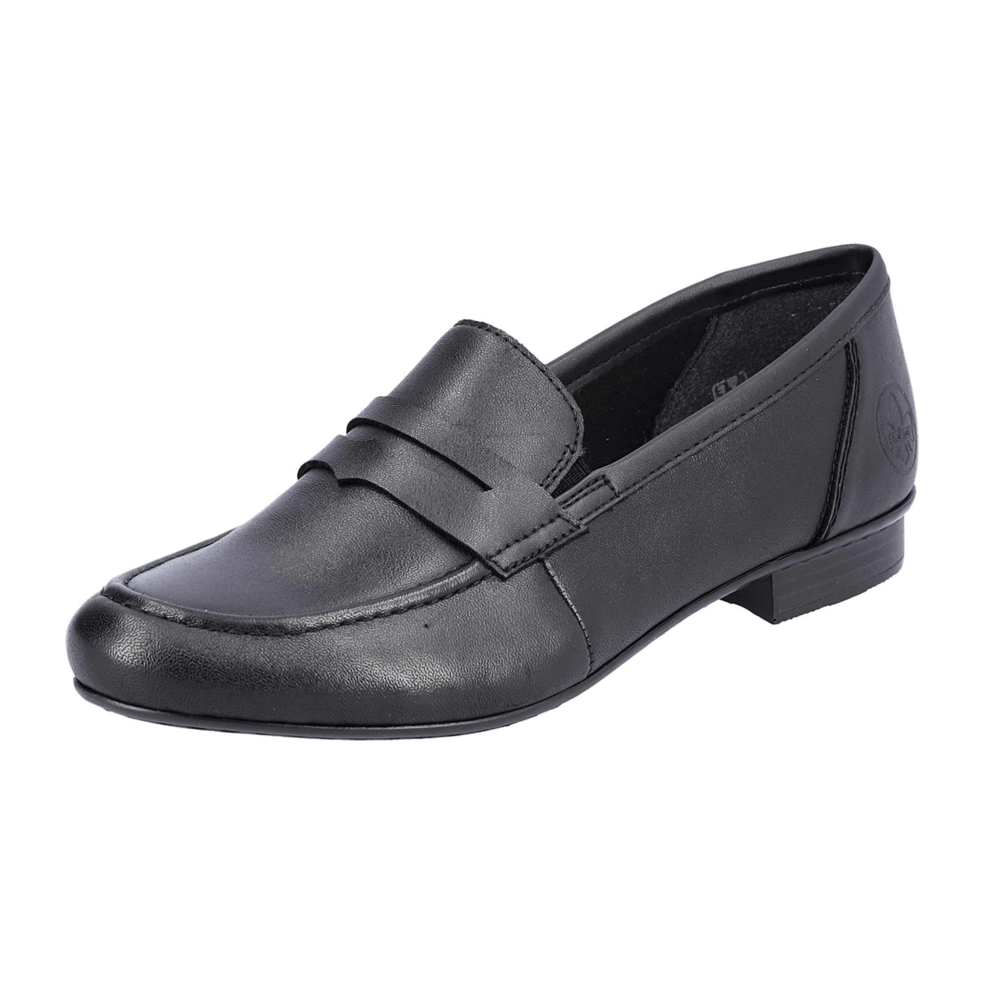 Rieker Black Leather Slip-On Loafers for Women Comfortable Lightweight Shoes