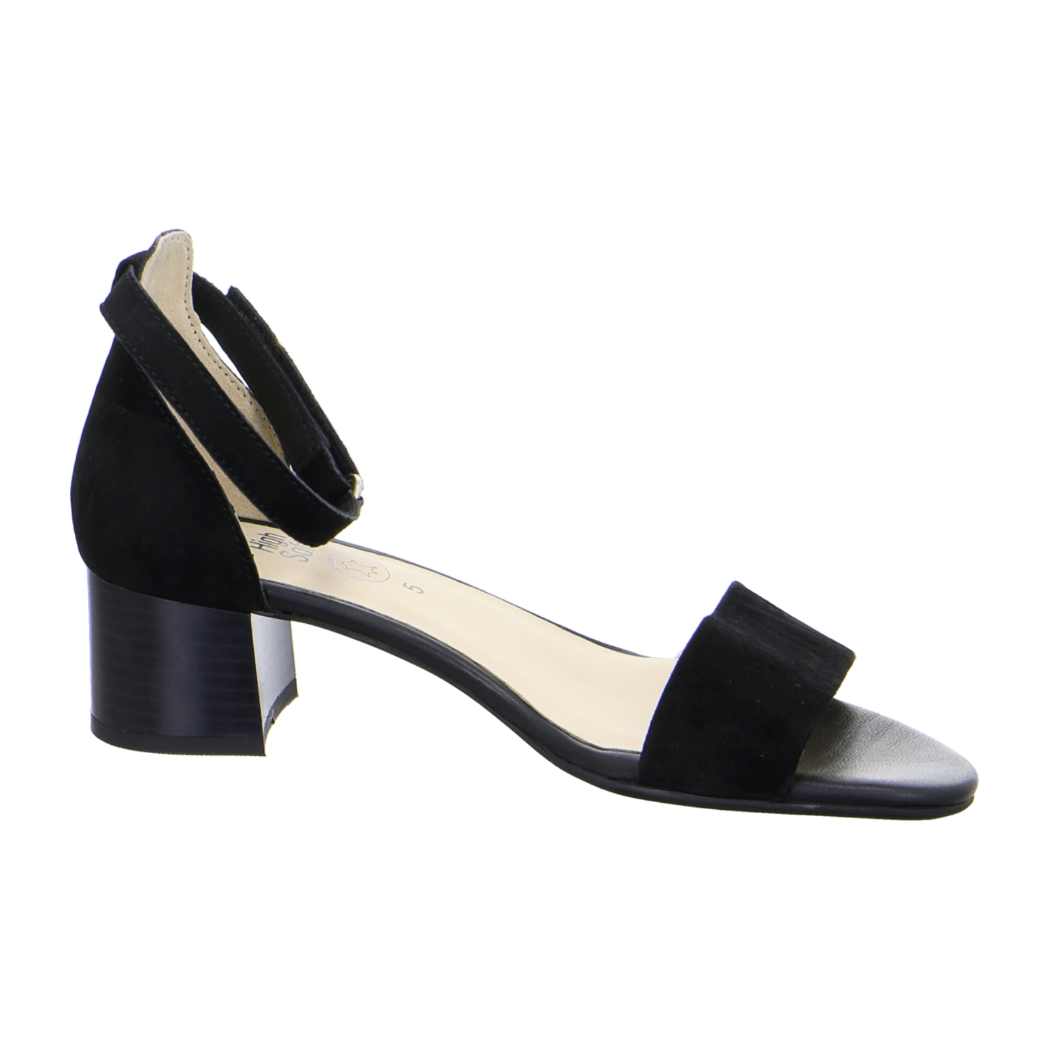 ARA PRATO Women's Suede Sandals with Ankle Strap and Buckle Closure in Black