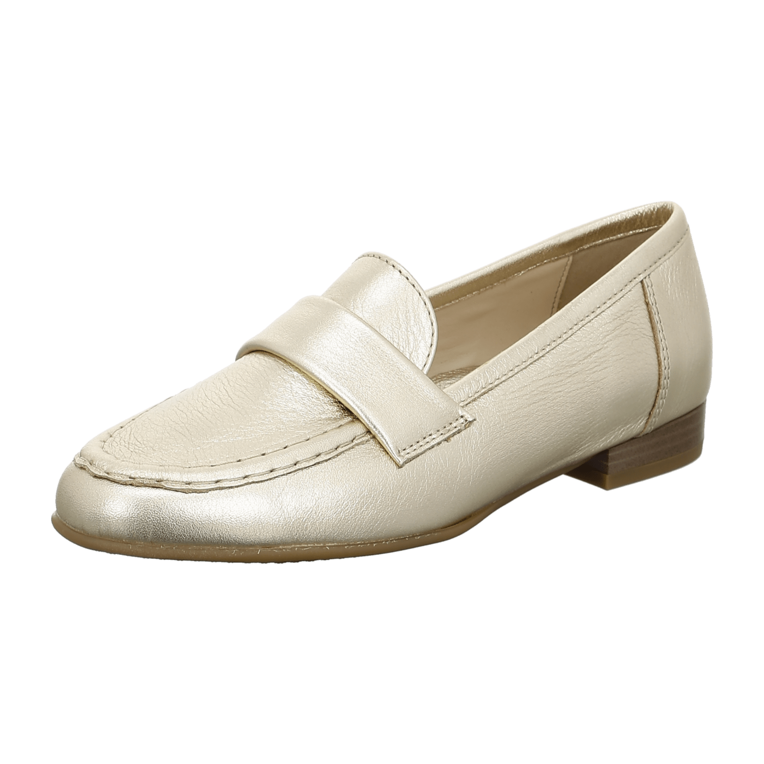 ARA Kent Slipper Loafers for Women in Beige Smooth Leather with Round Toe and Leather Lining
