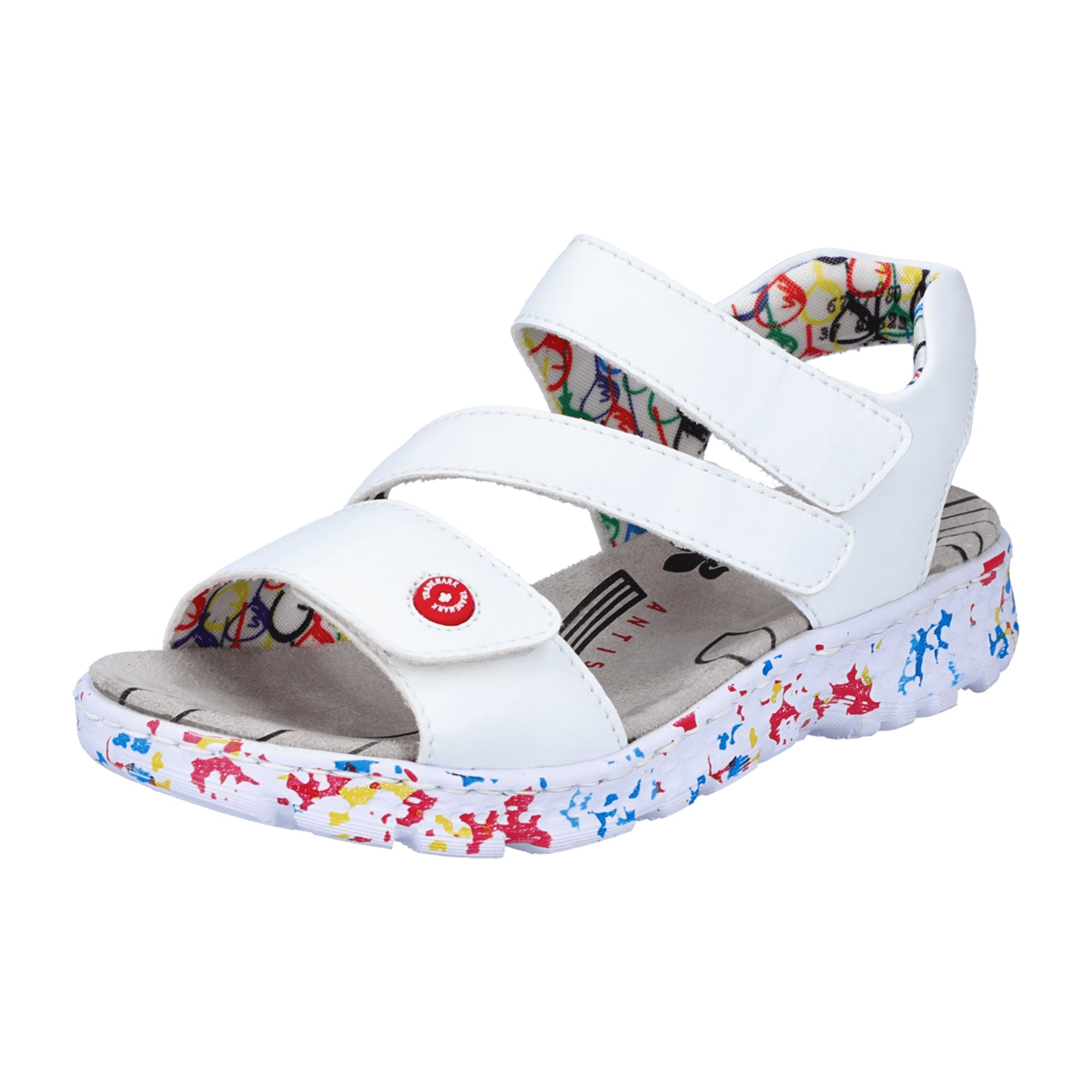 Rieker Women's White Sandals Comfortable Secure Fit Lightweight Flexible Sole
