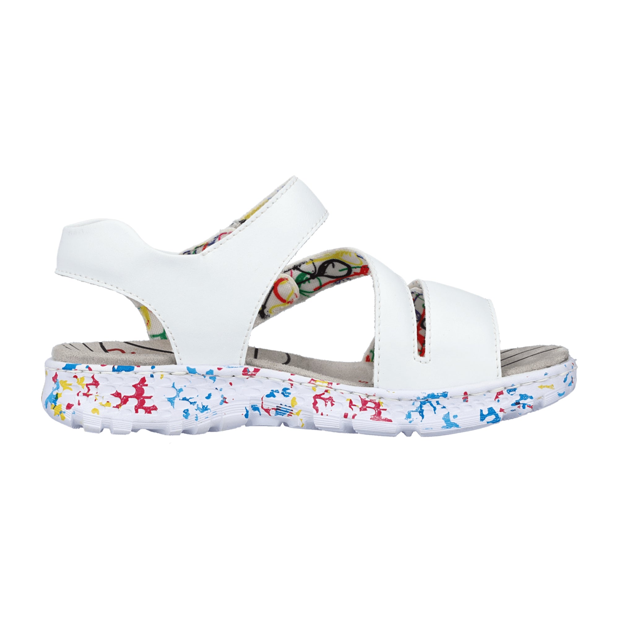 Rieker Women's White Sandals Comfortable Secure Fit Lightweight Flexible Sole