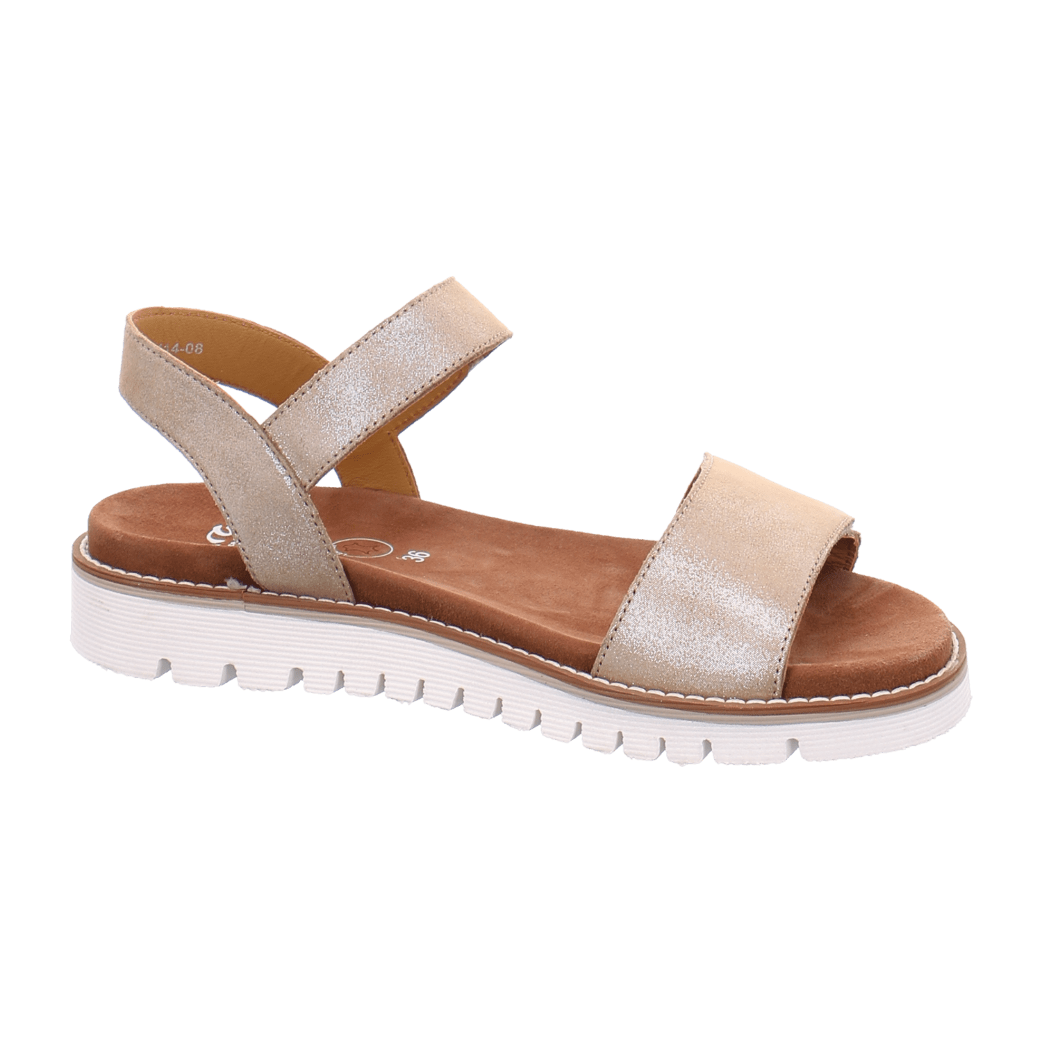 ARA KENT Women's Suede Sandals with Hook-and-Loop Closure and Ankle Strap in Beige