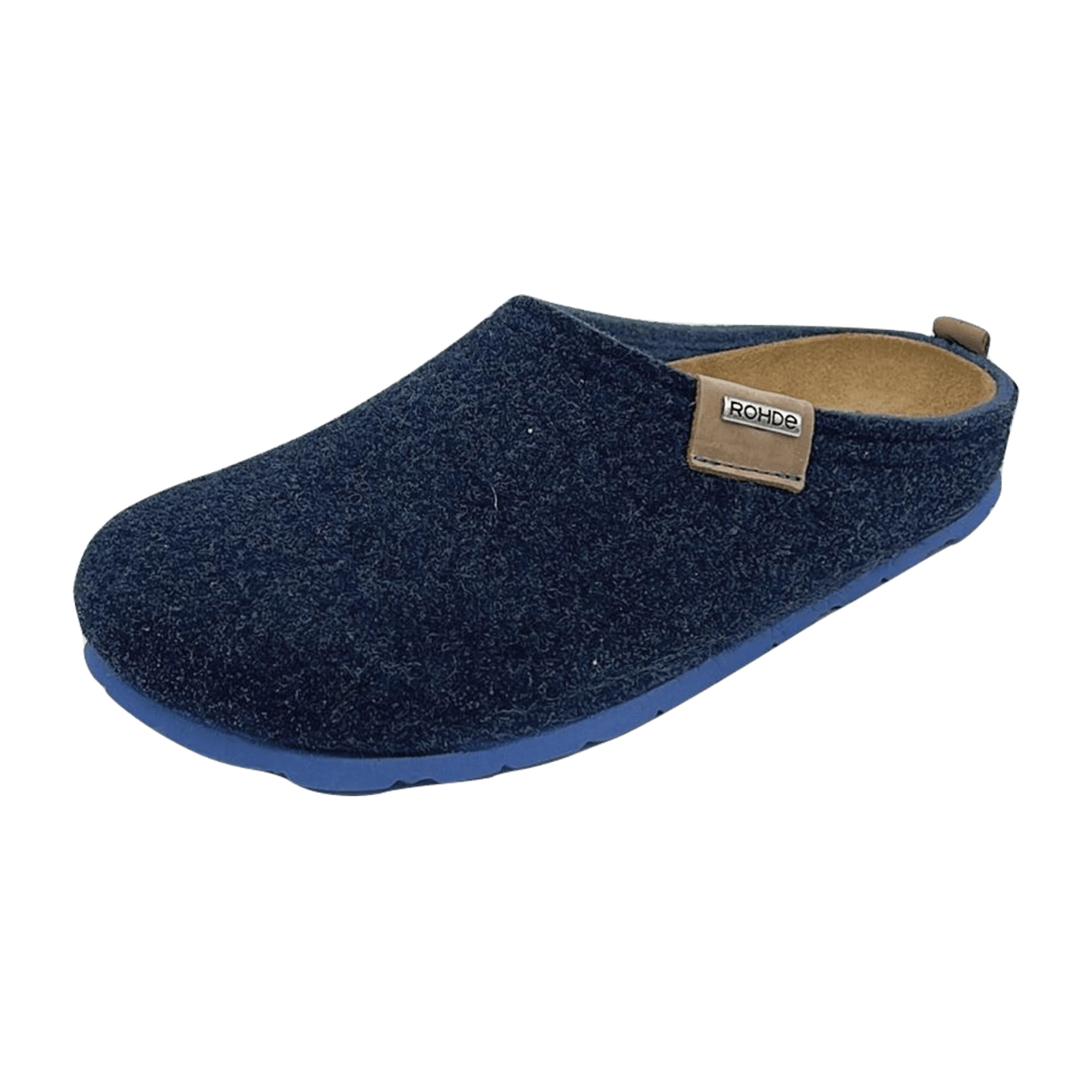 Rohde Women's Blue Felt Slippers with Removable Cork Insole