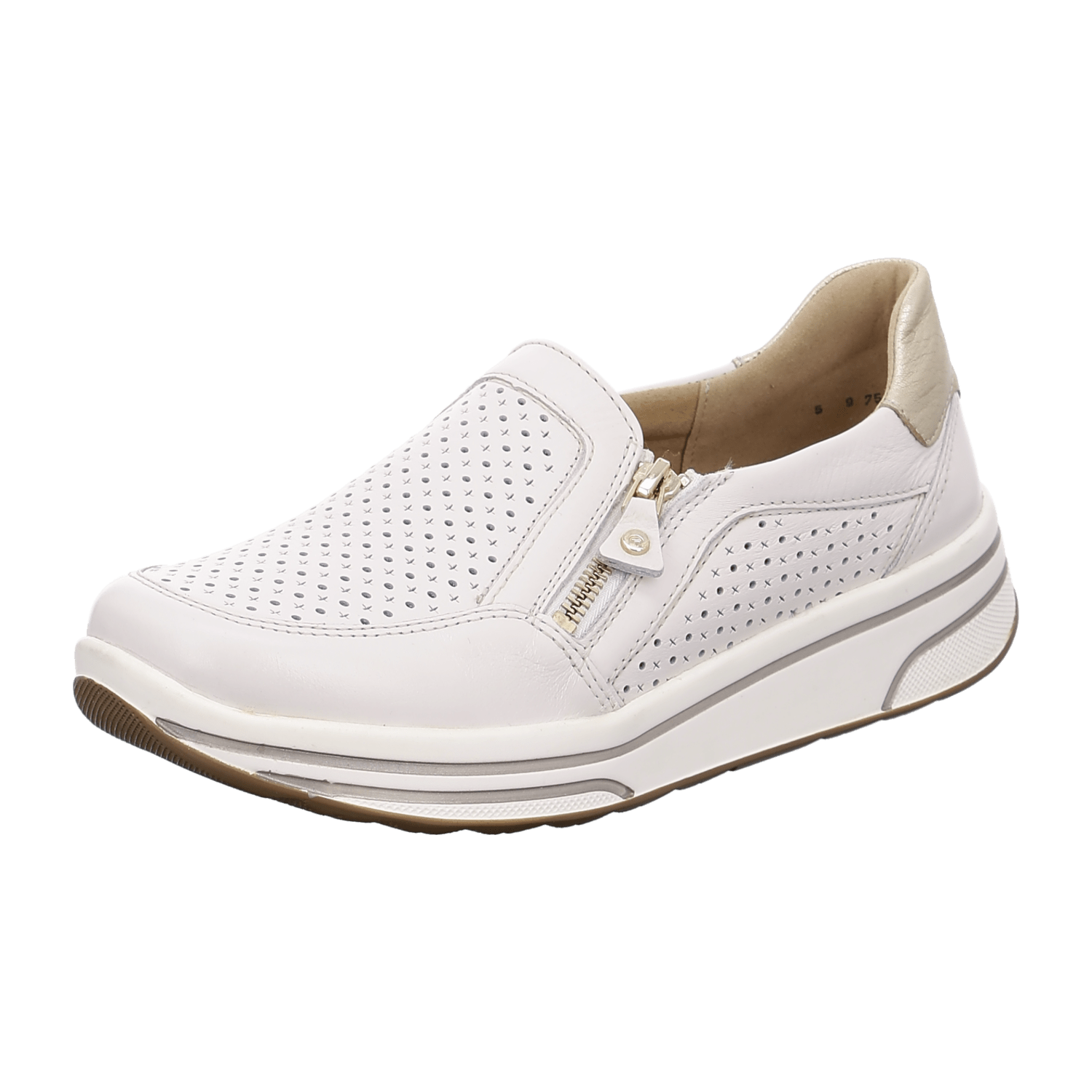 ARA SAPPORO Women's Leather Slip-On Loafers in White with Round Toe