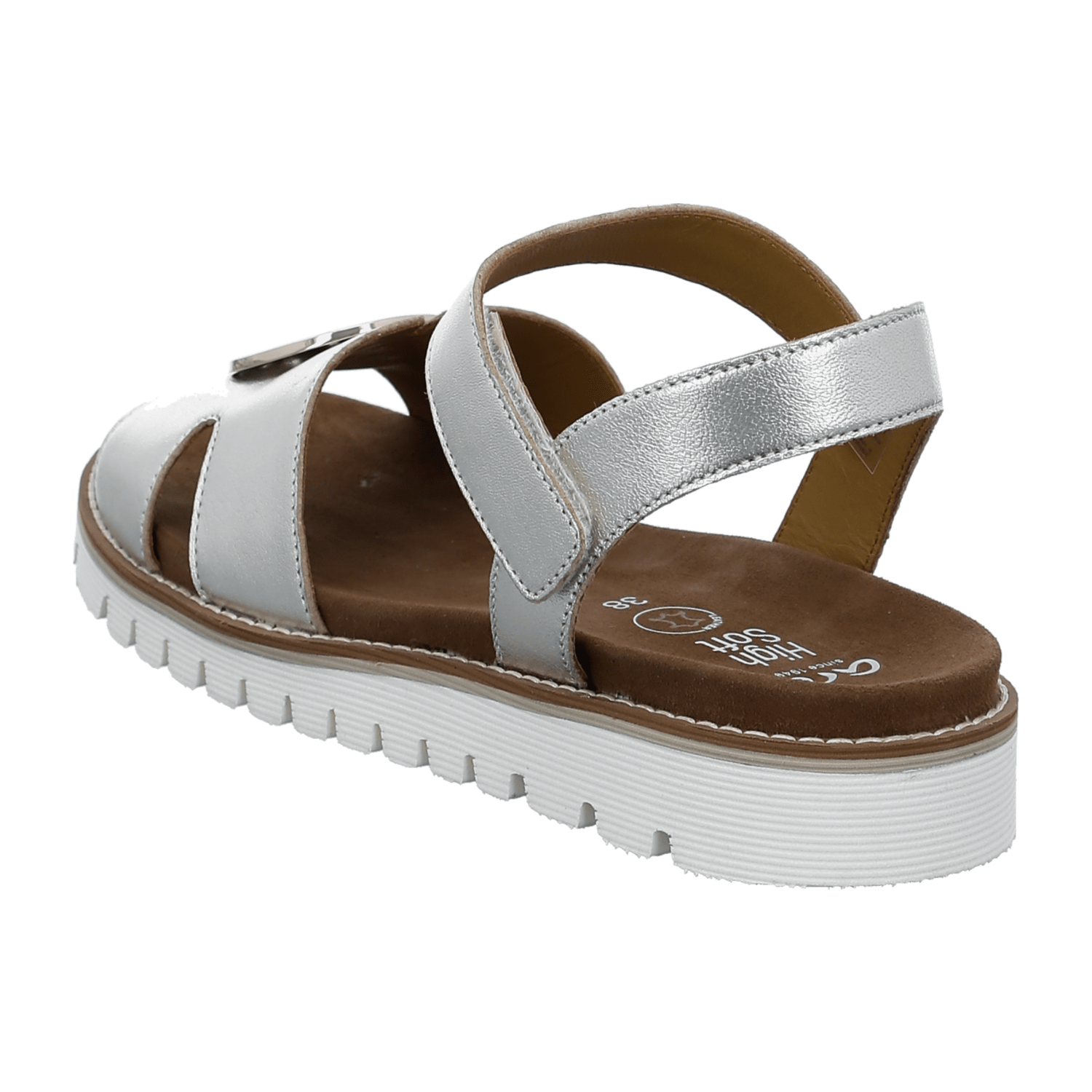 ARA KENT Women's Ankle Strap Sandals in Smooth White Leather with Hook-and-Loop Fastening