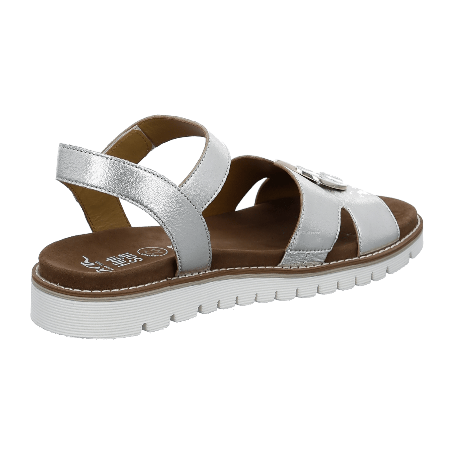 ARA KENT Women's Ankle Strap Sandals in Smooth White Leather with Hook-and-Loop Fastening