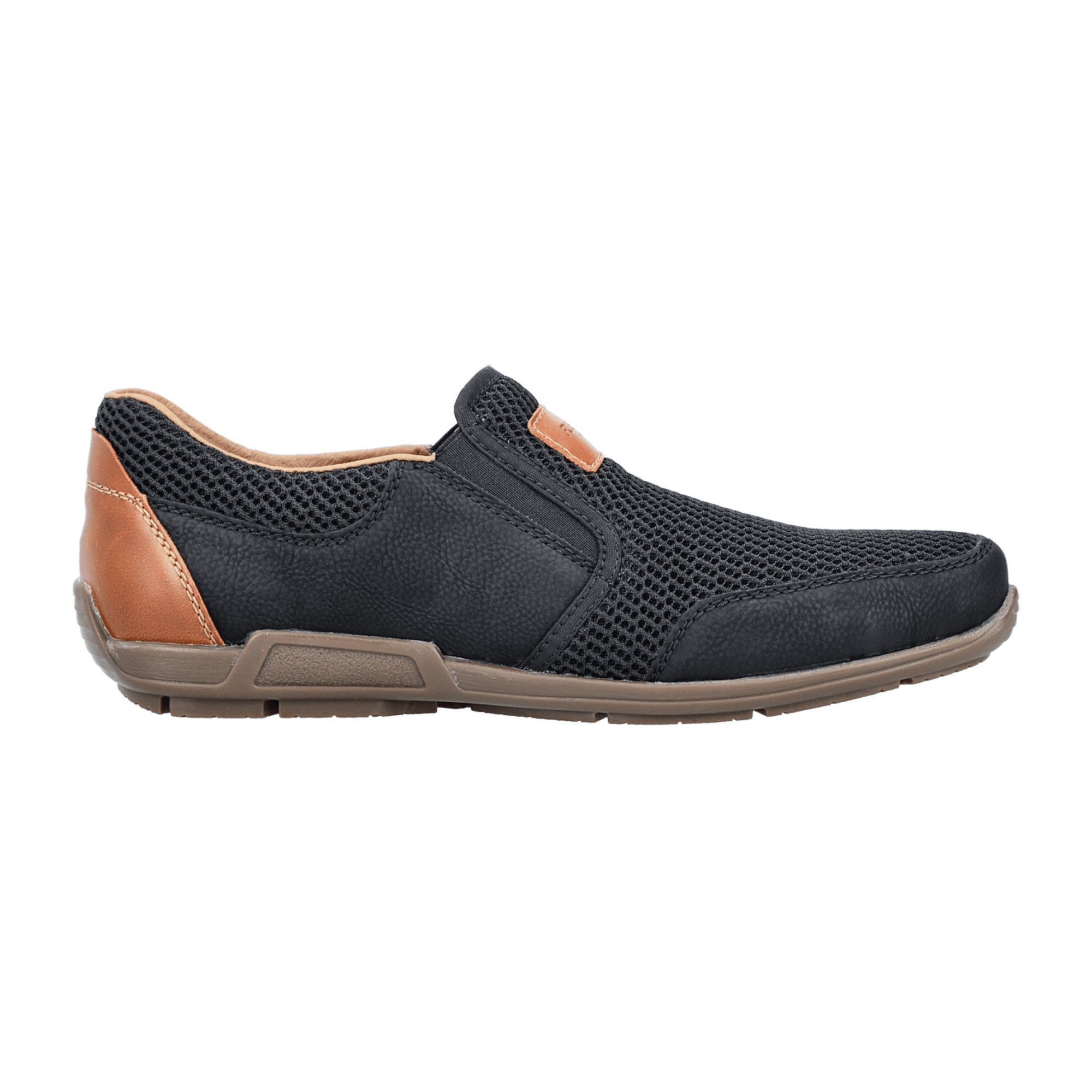 Rieker 09069 Men's Black Slip-On Shoes with Comfort Fit and Grippy Sole