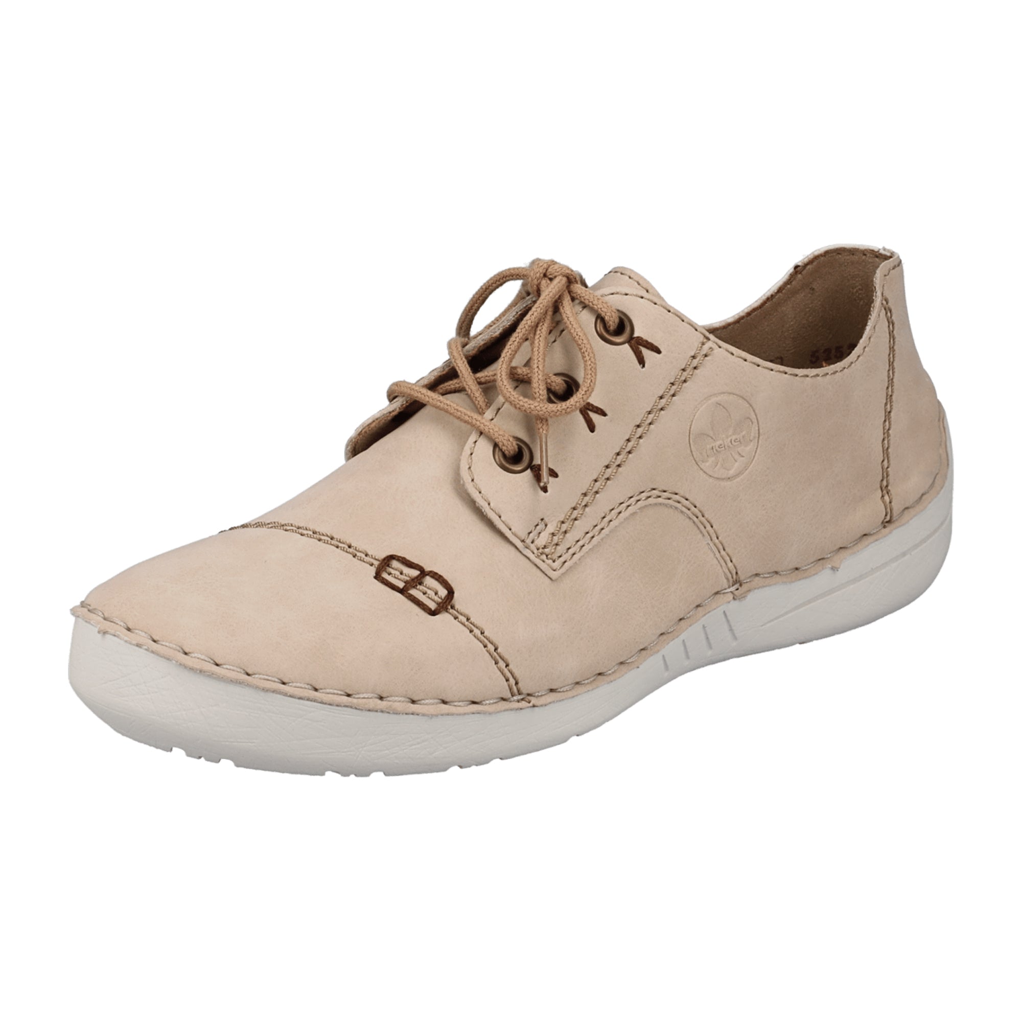 Rieker Beige Women's Comfort Lace-Up Shoes Synthetic Leather Casual Sneakers