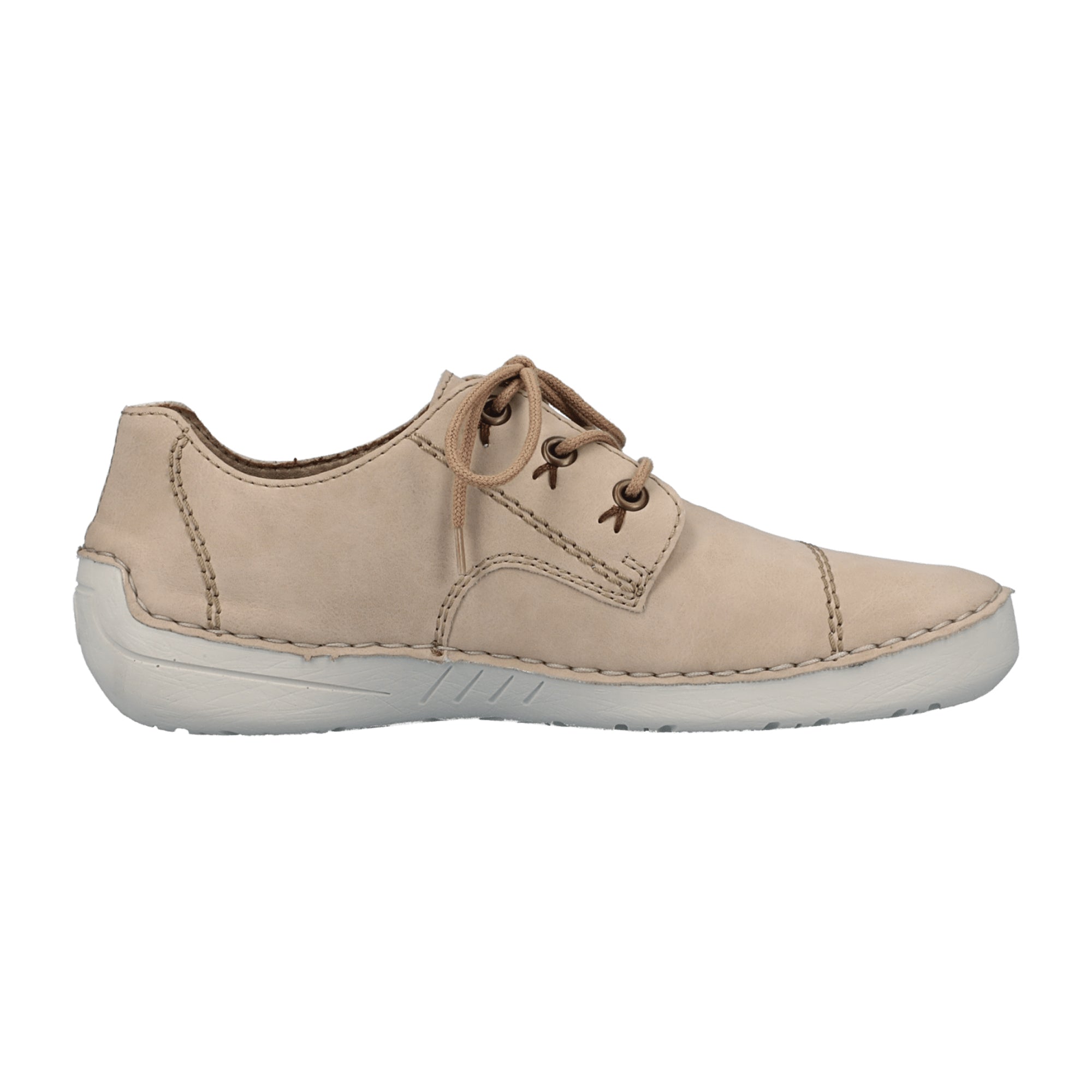 Rieker Beige Women's Comfort Lace-Up Shoes Synthetic Leather Casual Sneakers