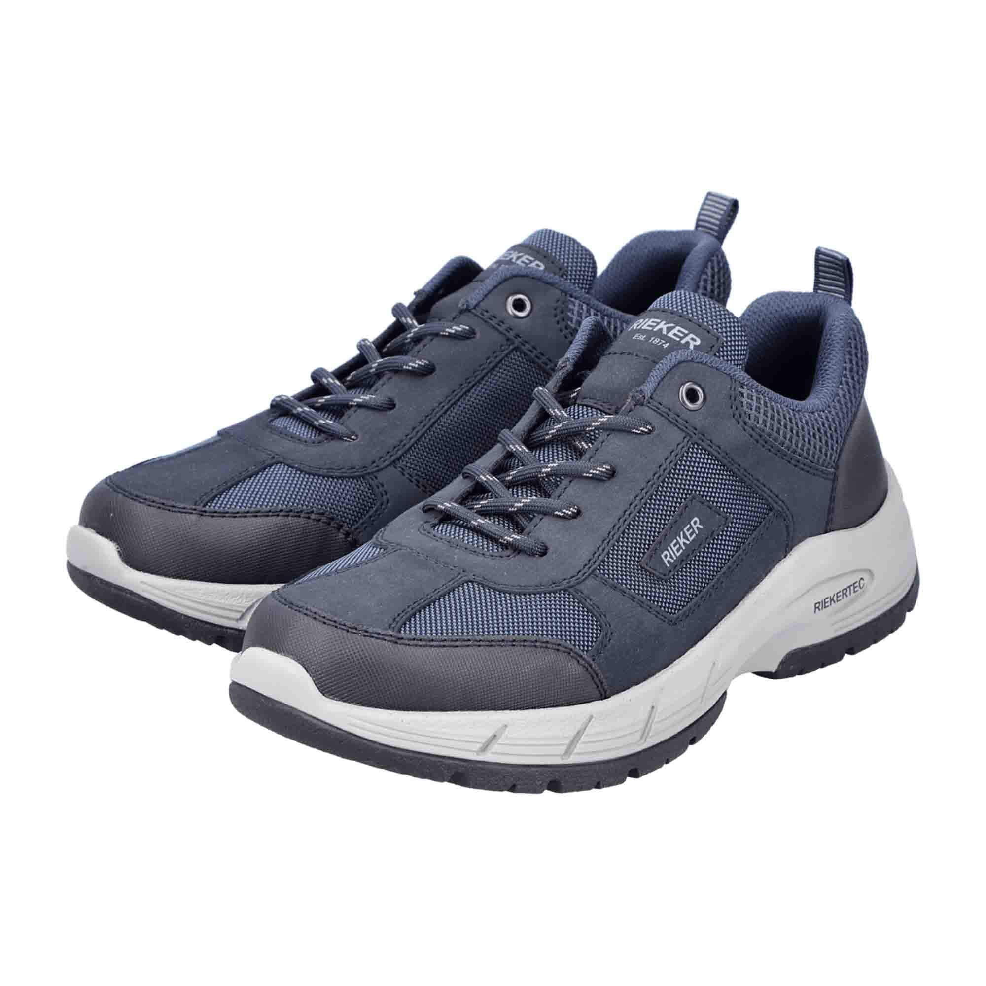 Rieker Men's Blue Lace-Up Shoes with Removable Insole and Flexible Sole