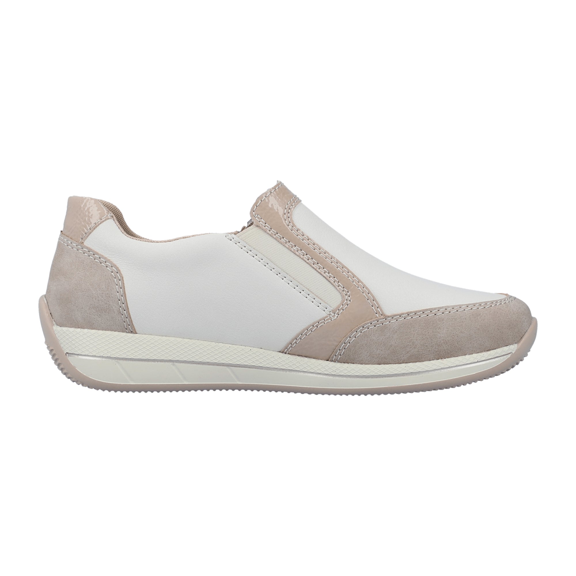 Rieker Women's White Slip-On Shoes with Zipper and Cushioned Sole