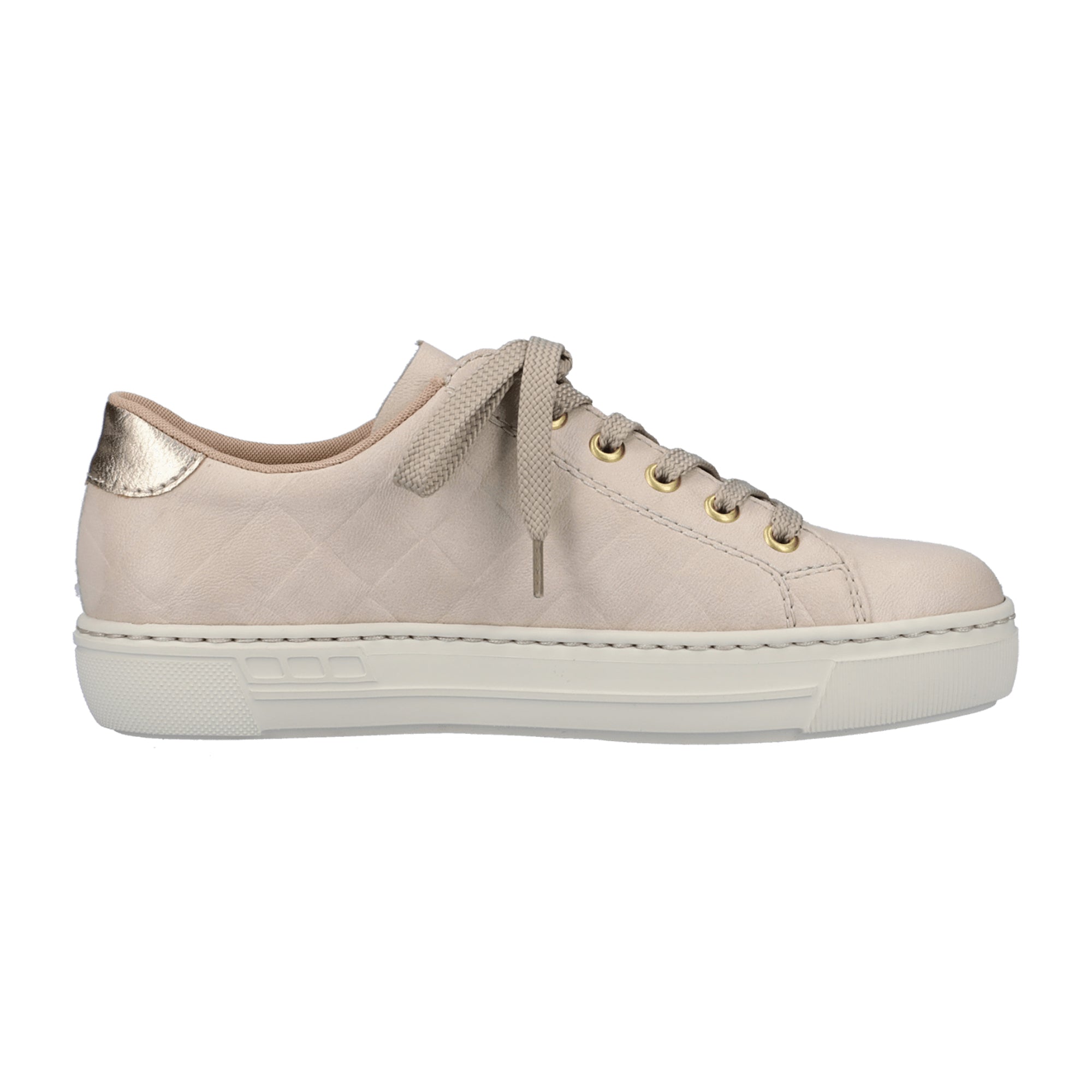 Rieker Beige Women's Sneakers Comfortable Lightweight Synthetic Leather Shoes