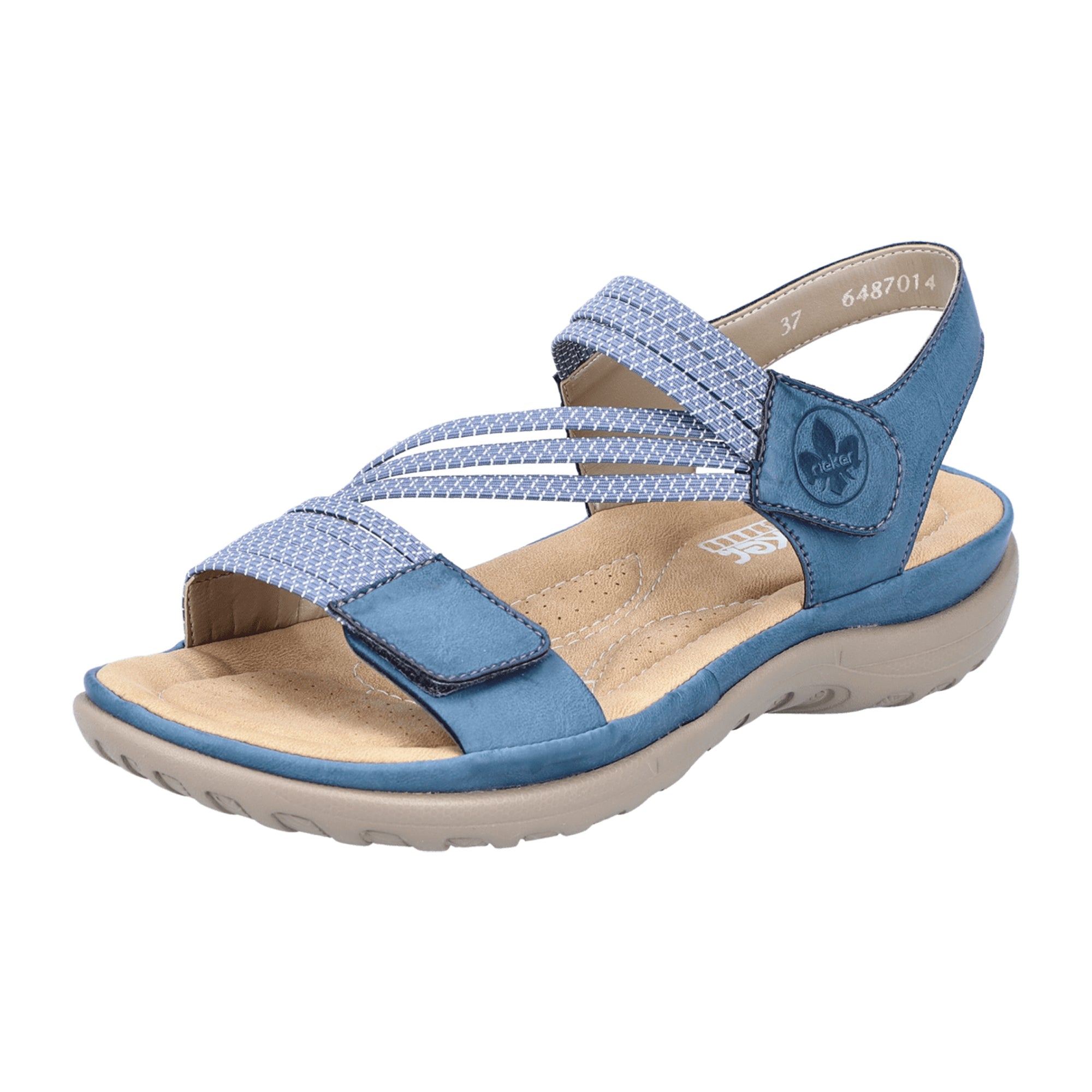 Rieker Women's Sporty Blue Sandals with Cushioned Footbed and Velcro Strap - Bartel-Shop