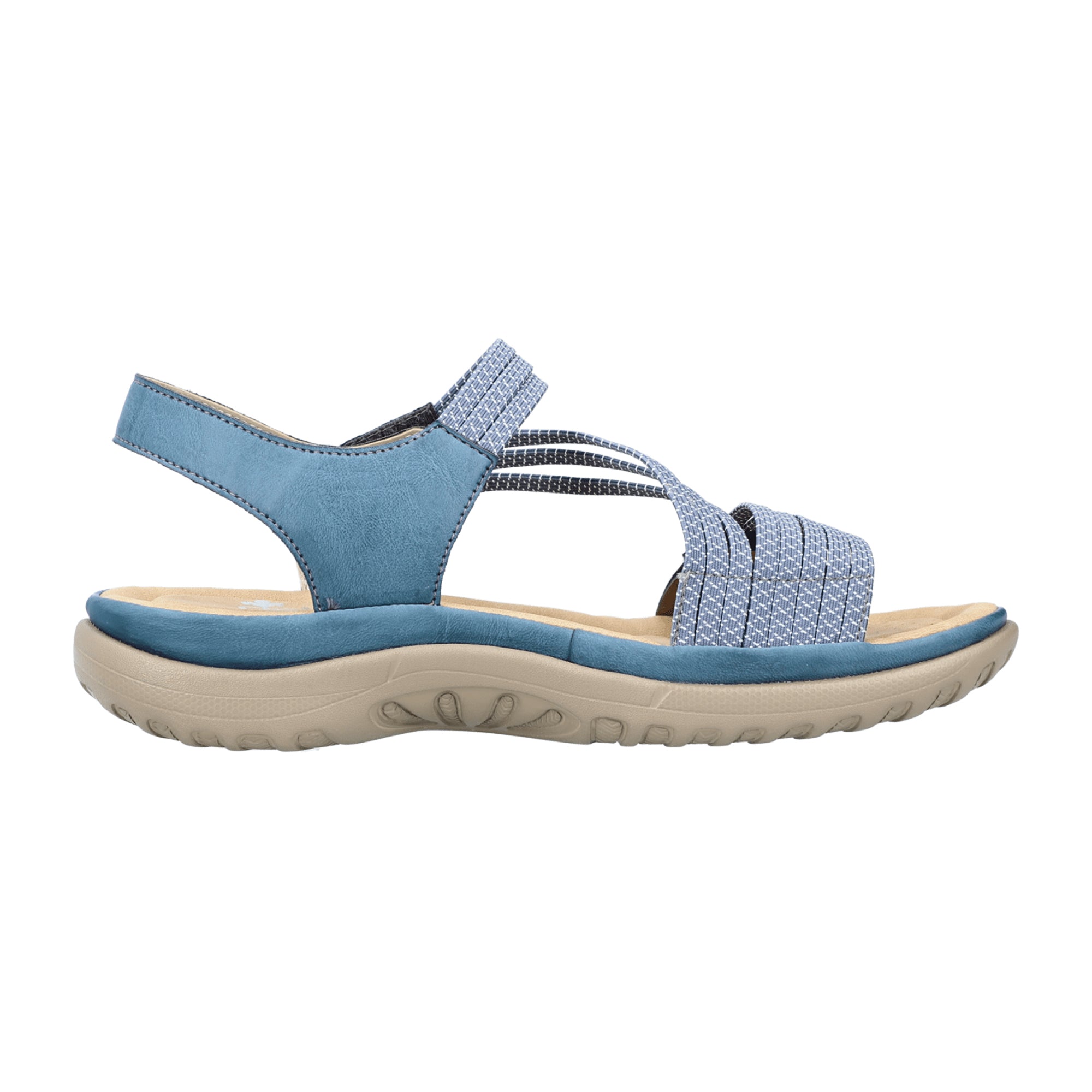 Rieker Women's Sporty Blue Sandals with Cushioned Footbed and Velcro Strap - Bartel-Shop