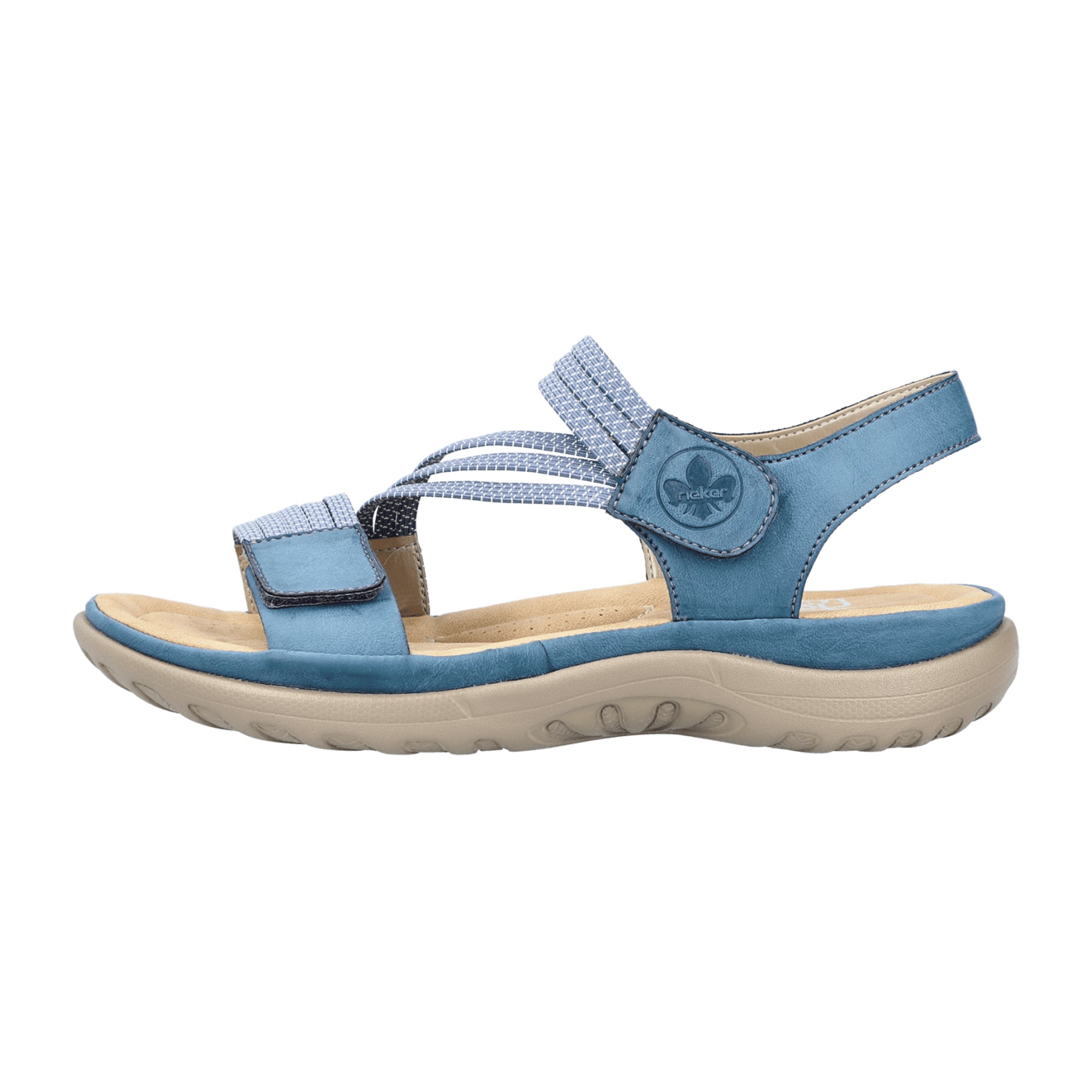 Rieker Women's Sporty Blue Sandals with Cushioned Footbed and Velcro Strap - Bartel-Shop