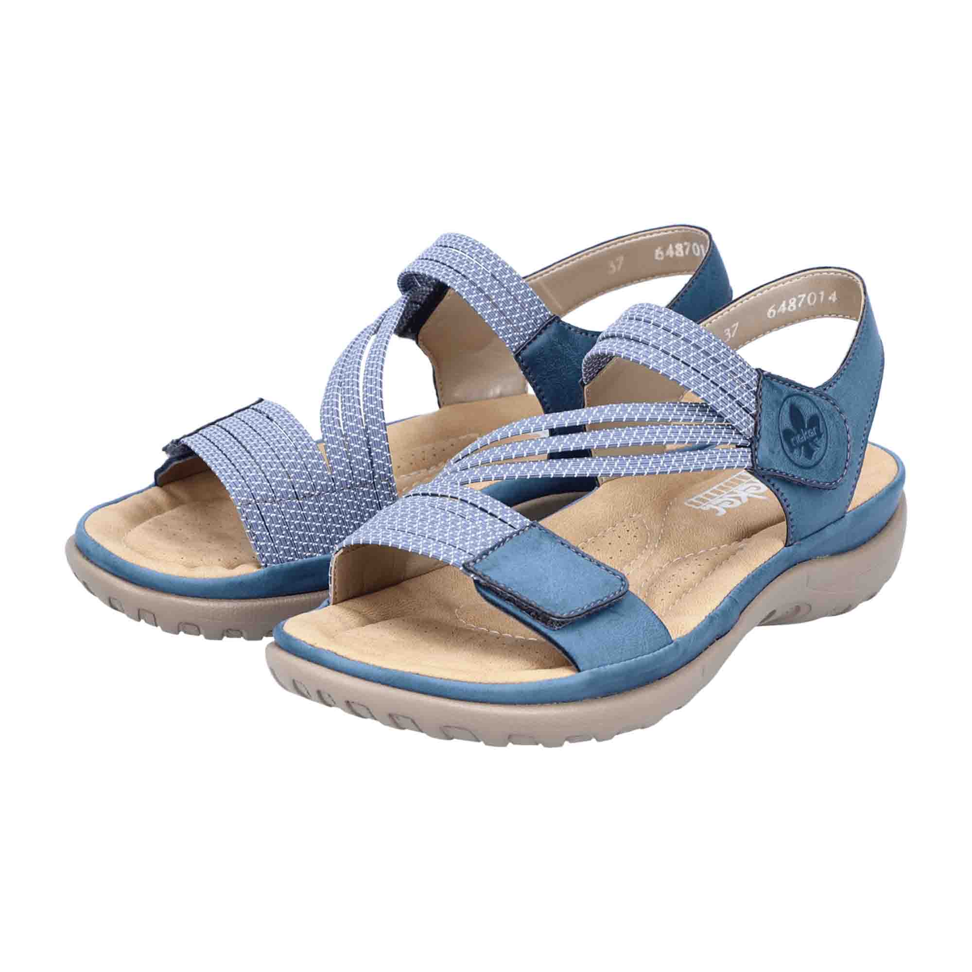 Rieker Women's Sporty Blue Sandals with Cushioned Footbed and Velcro Strap - Bartel-Shop