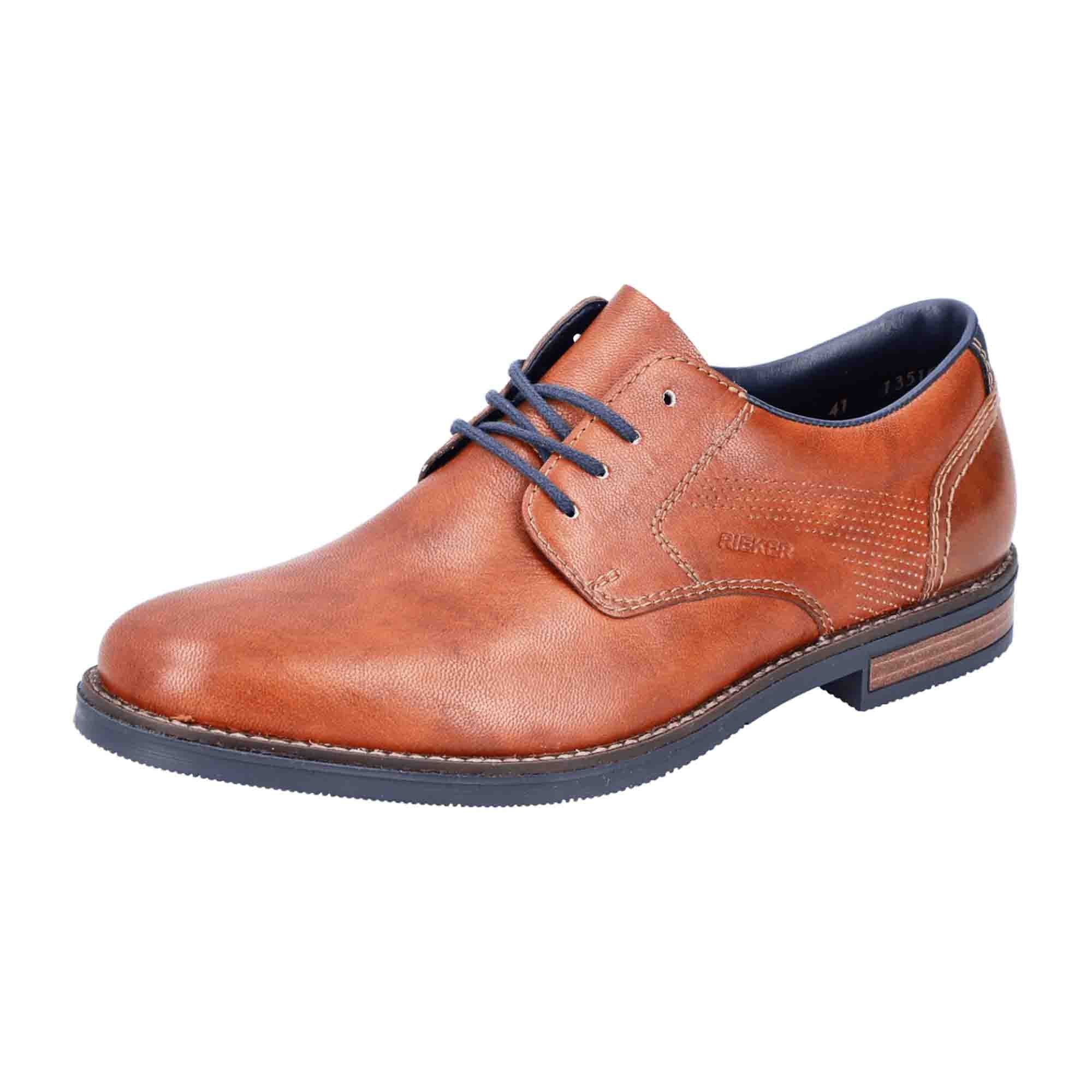 Rieker Men's Brown Leather Lace-Up Shoes Comfortable Breathable Casual Footwear
