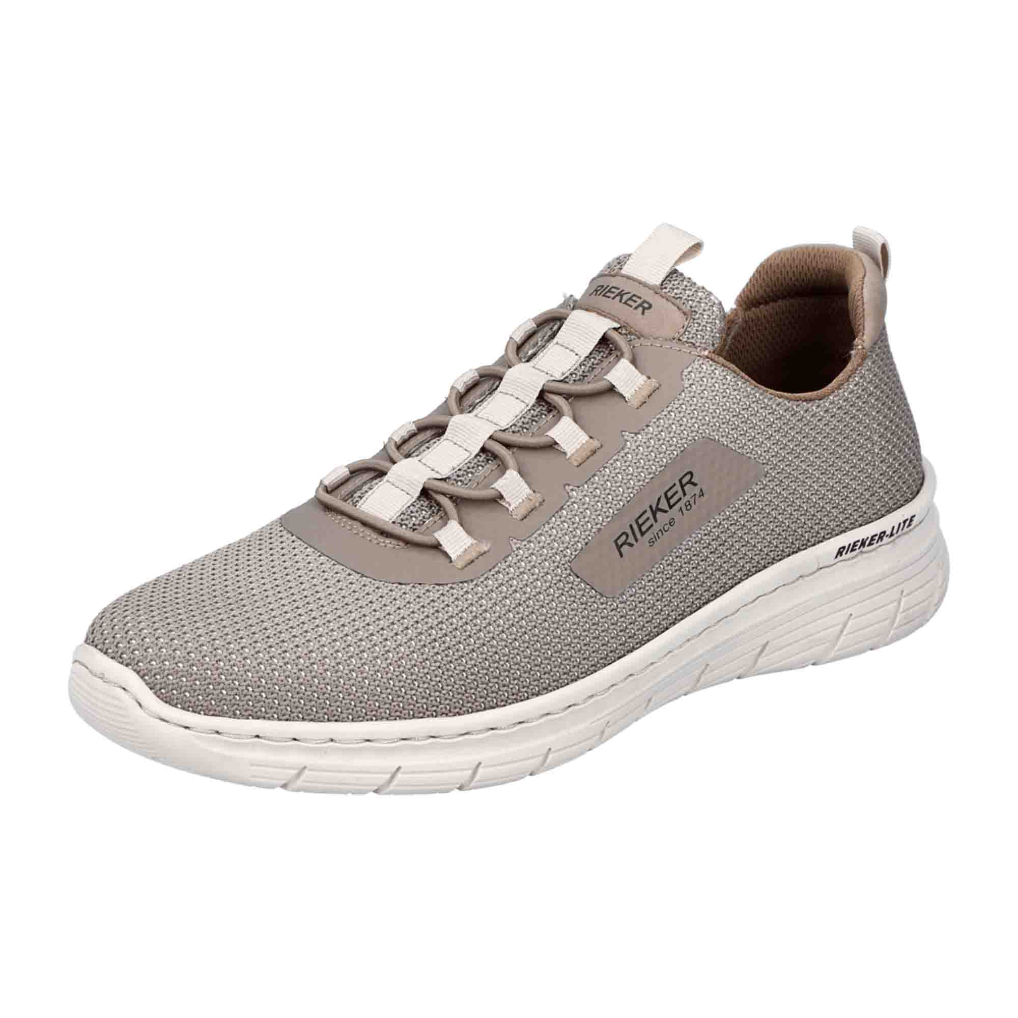 Rieker 13154 Men's Beige Slip-On Shoes with Comfortable Elastic Entry
