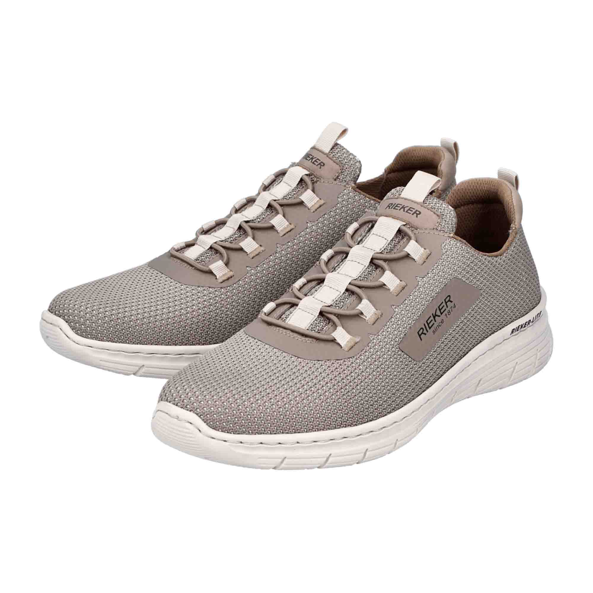 Rieker 13154 Men's Beige Slip-On Shoes with Comfortable Elastic Entry