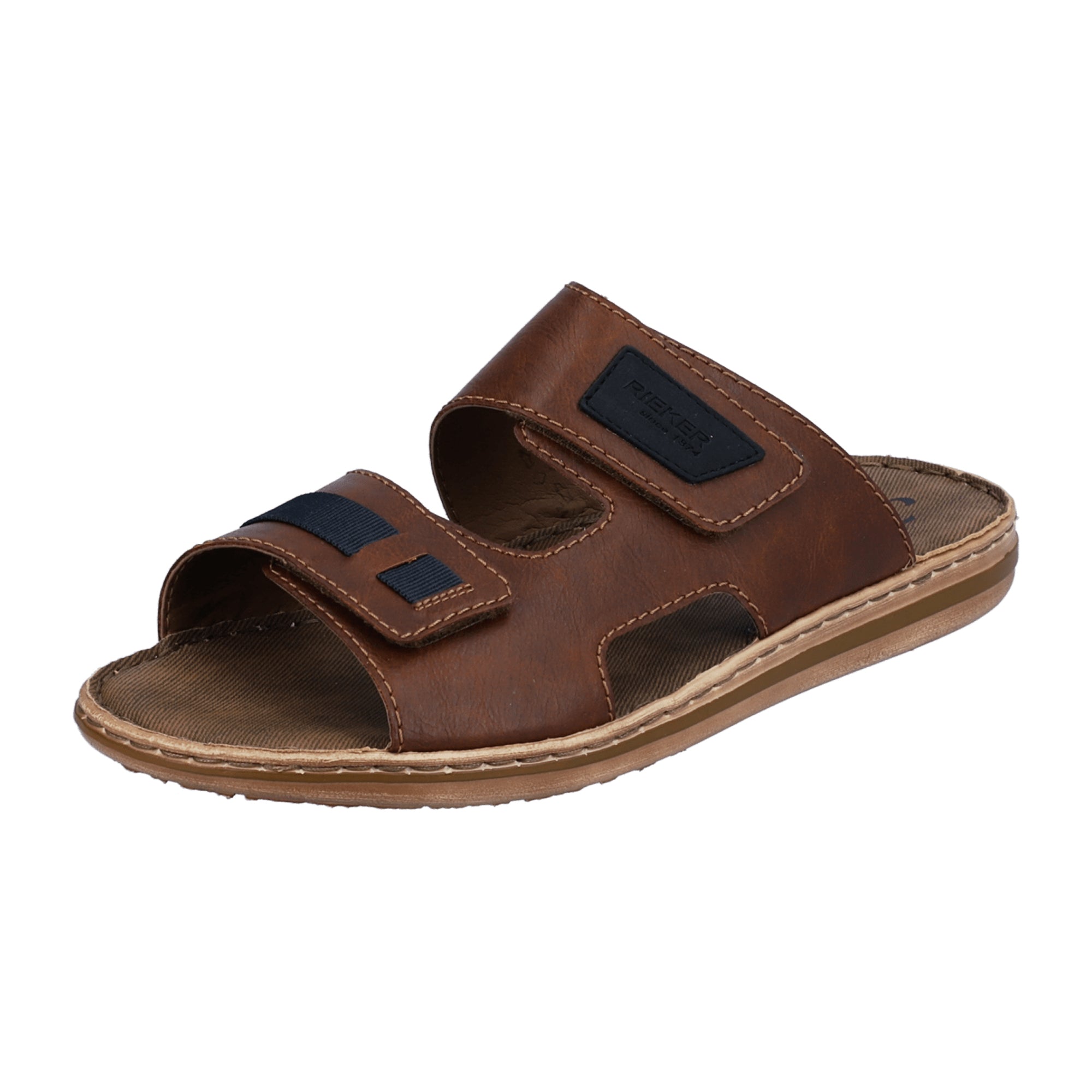 Rieker Men's Brown Synthetic Leather Sandals with Velcro Closure