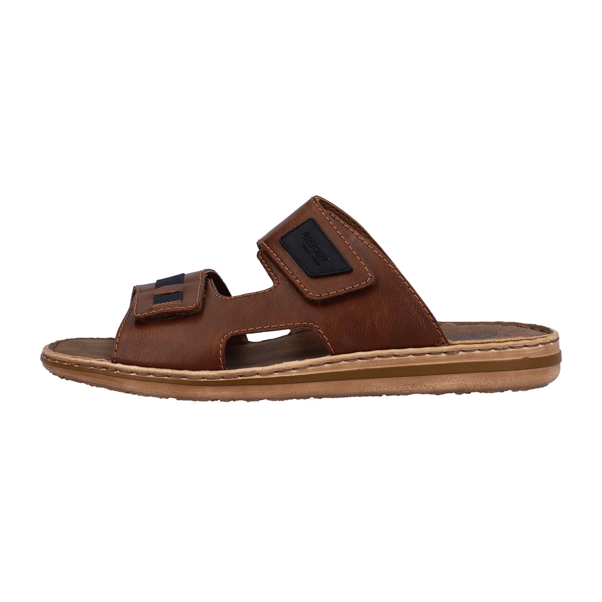 Rieker Men's Brown Synthetic Leather Sandals with Velcro Closure