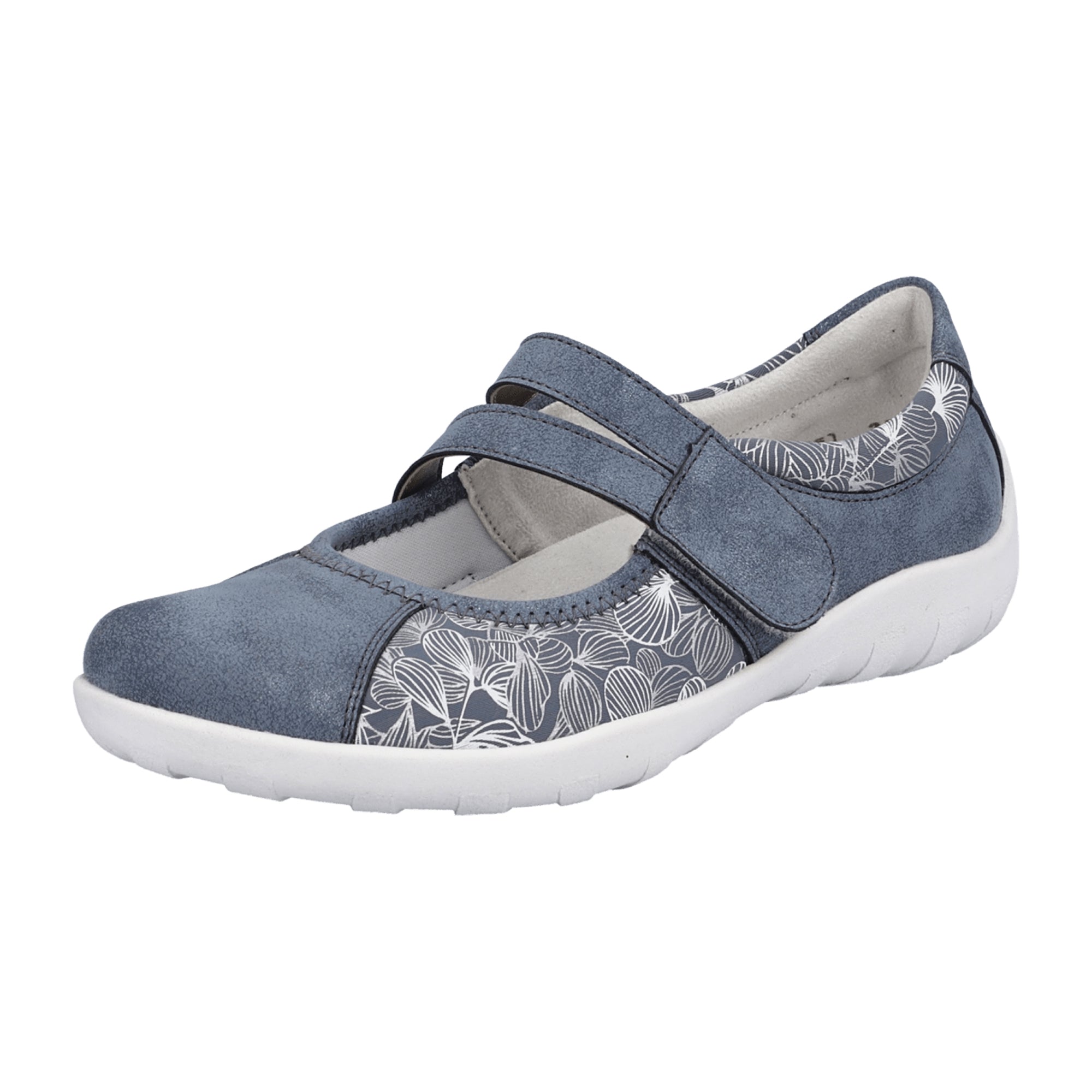 Remonte Blue Women's Shoes with Velcro Strap and Soft Removable Insole