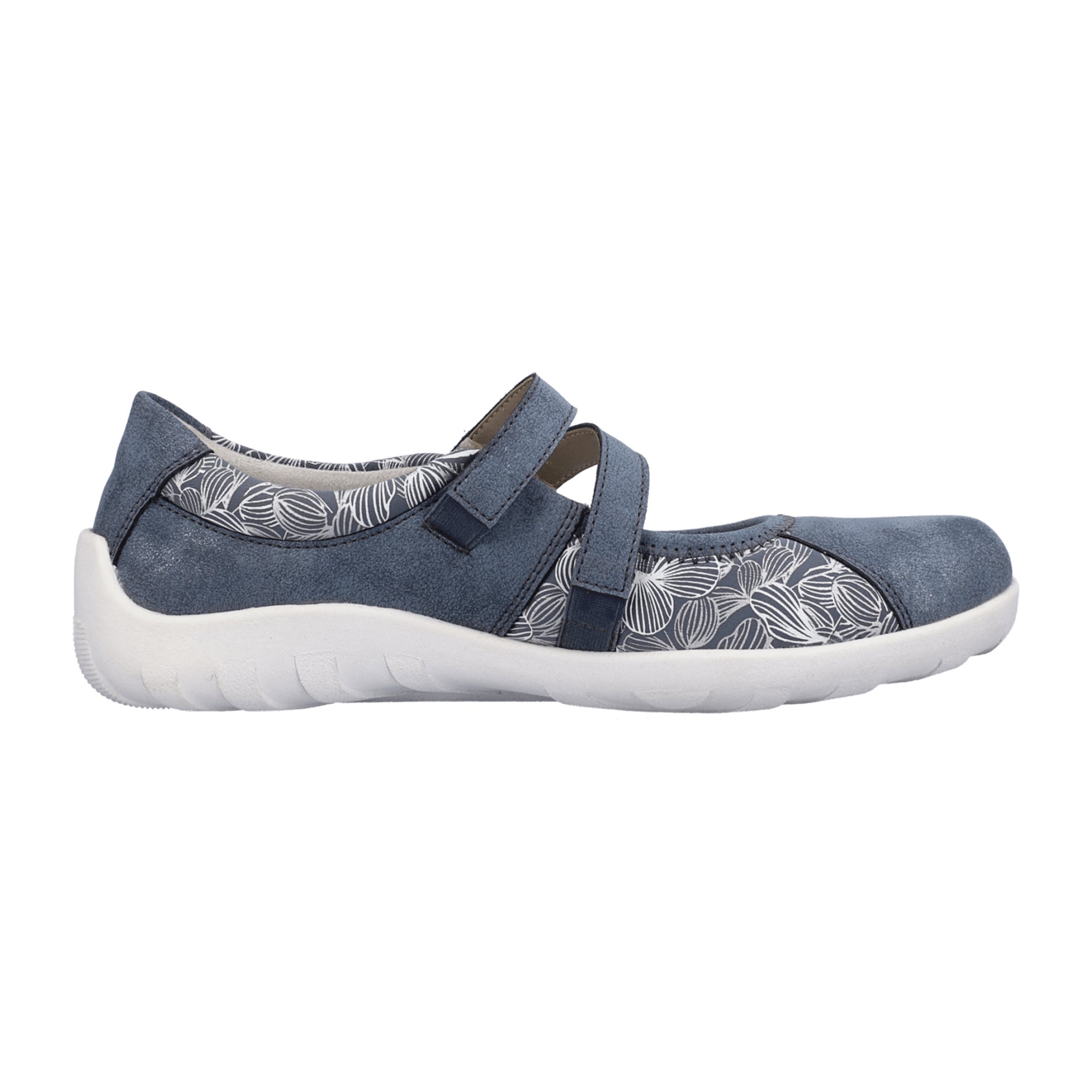 Remonte Blue Women's Shoes with Velcro Strap and Soft Removable Insole