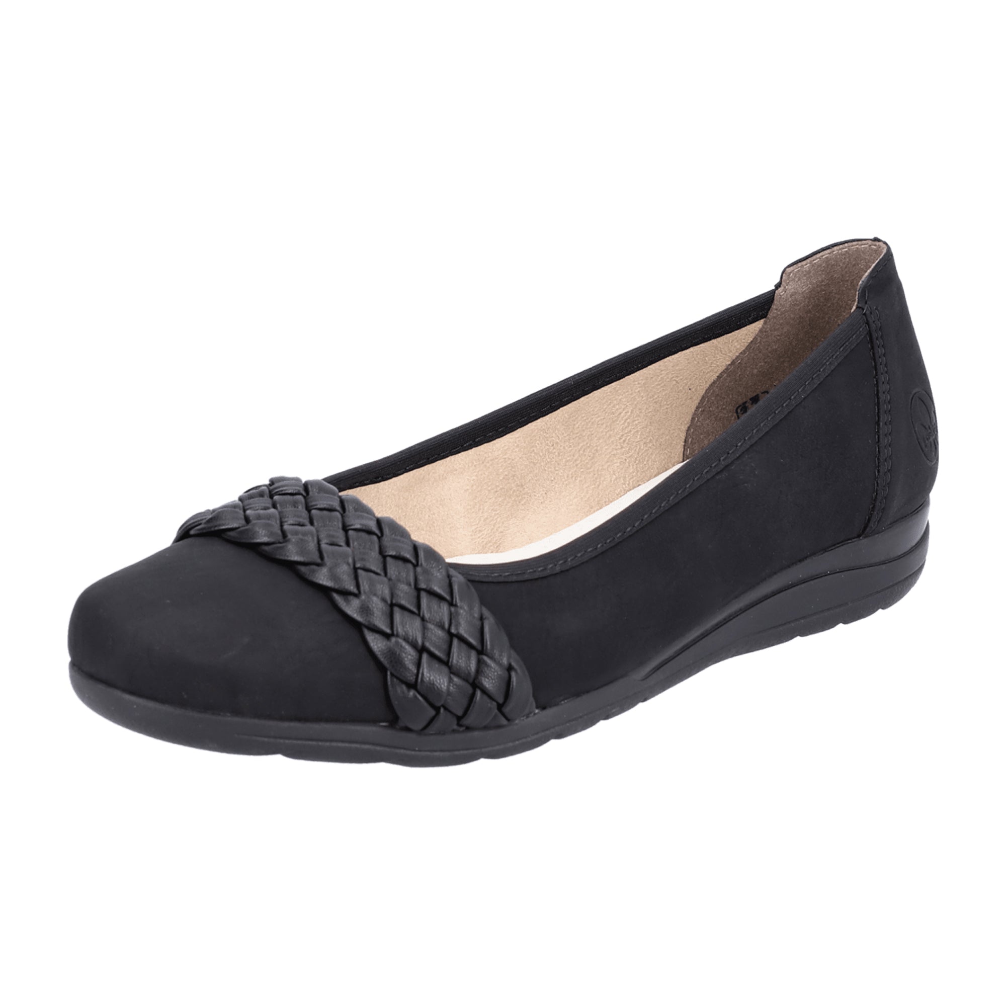Rieker Black Women's Slip-On Ballerinas Comfortable Faux Leather Shoes
