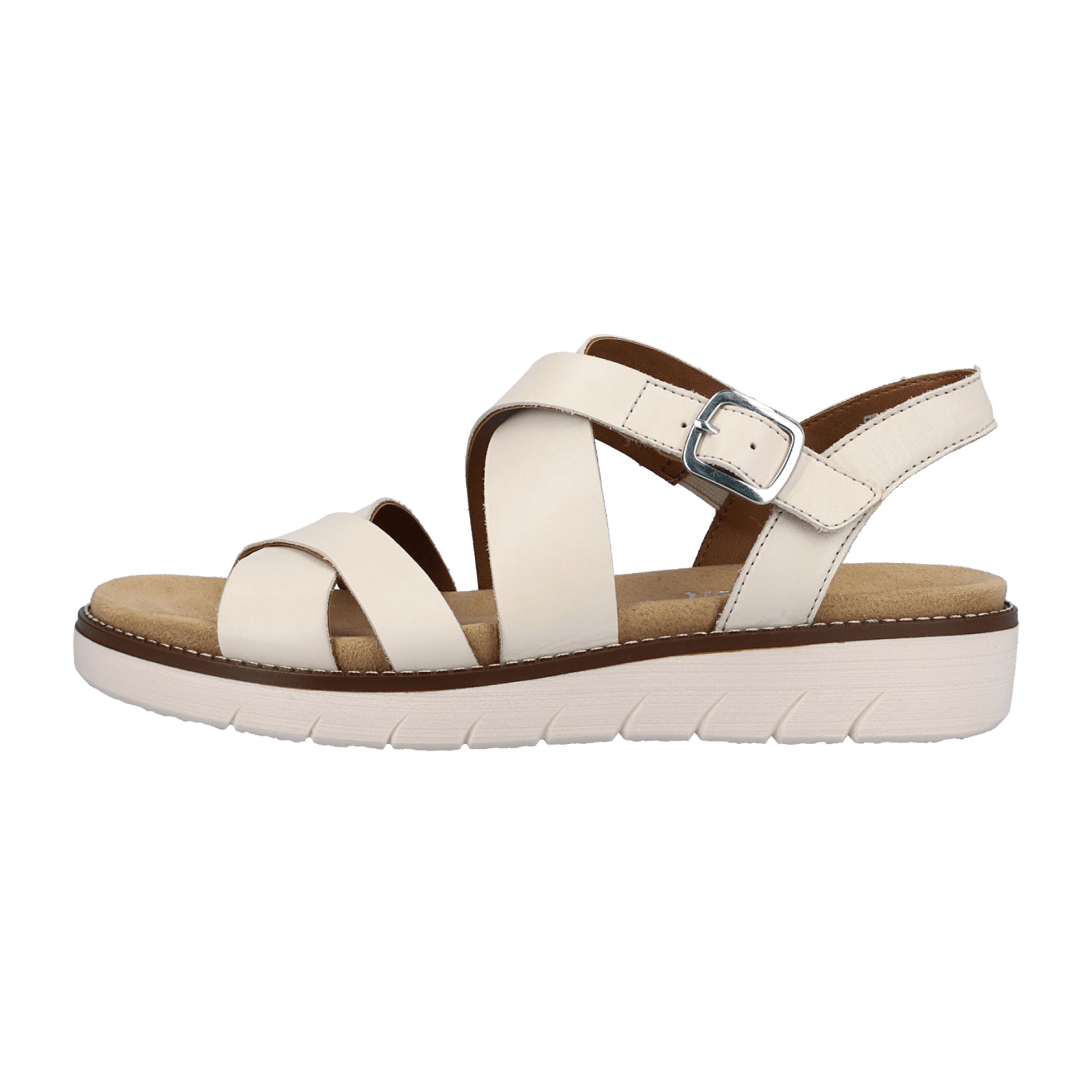 Remonte Odeon Beige Leather Sandals for Women with Velcro Strap and Comfort Sole