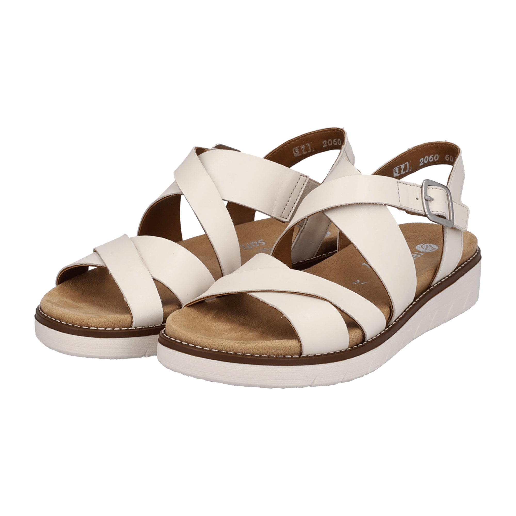 Remonte Odeon Beige Leather Sandals for Women with Velcro Strap and Comfort Sole