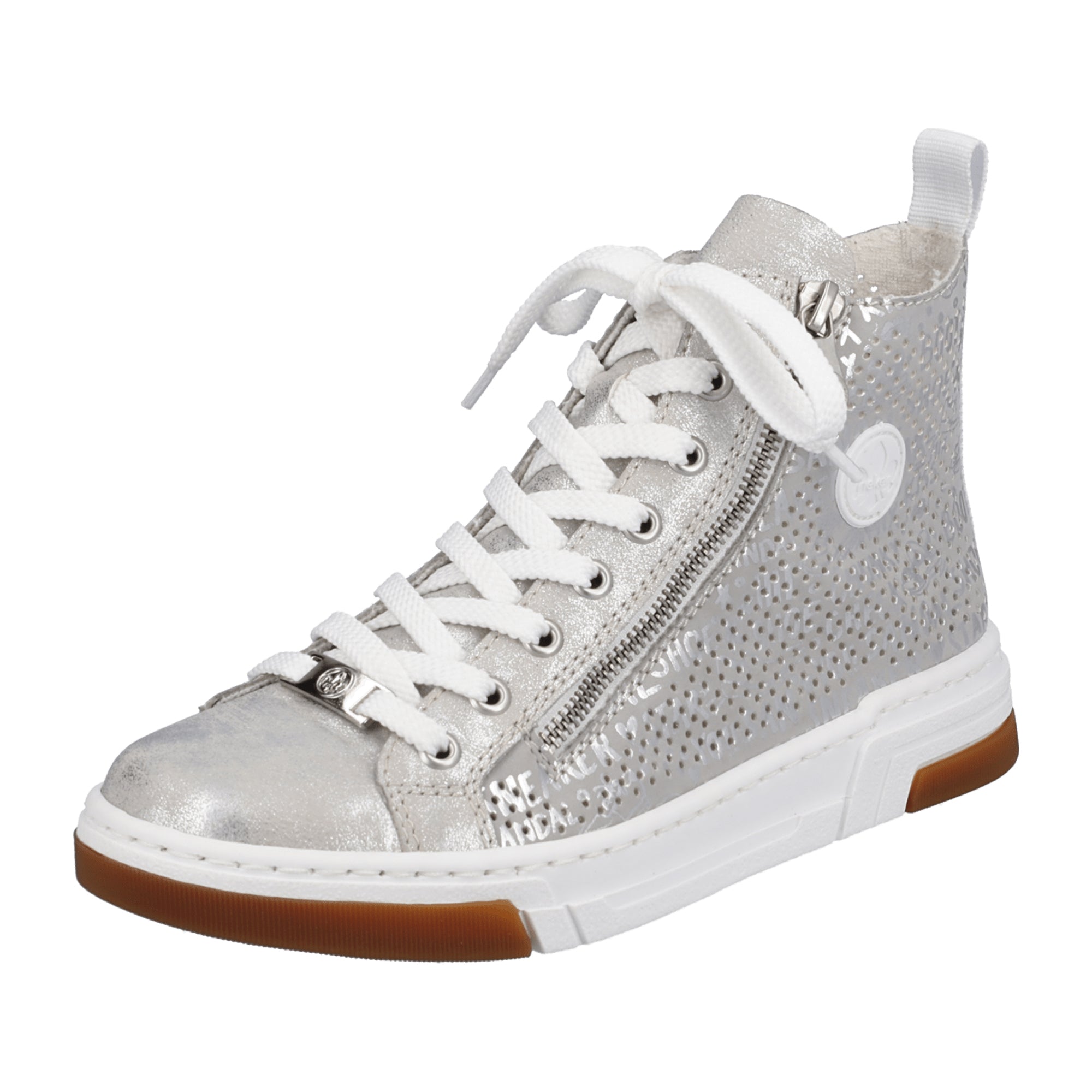 Rieker Aleria Women's Grey Sneakers with Zip and Lace-Up Closure