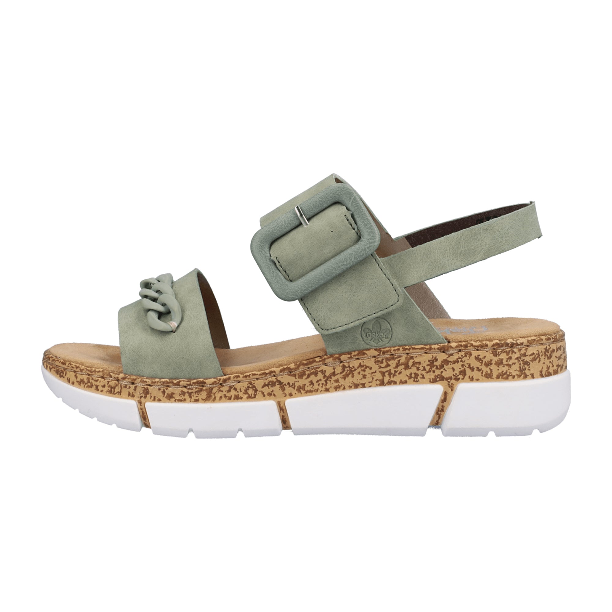 Rieker Women's Green Strap Sandals V2350-52 Comfortable Mint Faux Leather