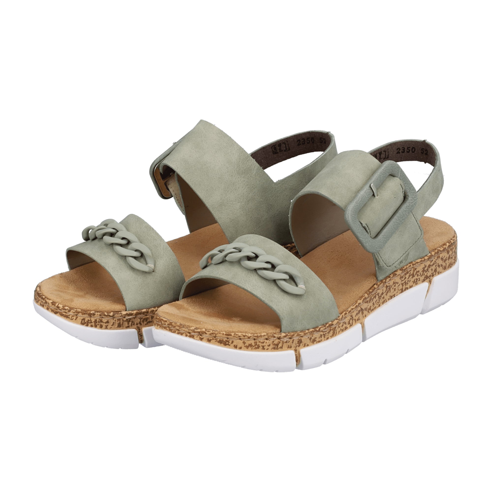 Rieker Women's Green Strap Sandals V2350-52 Comfortable Mint Faux Leather