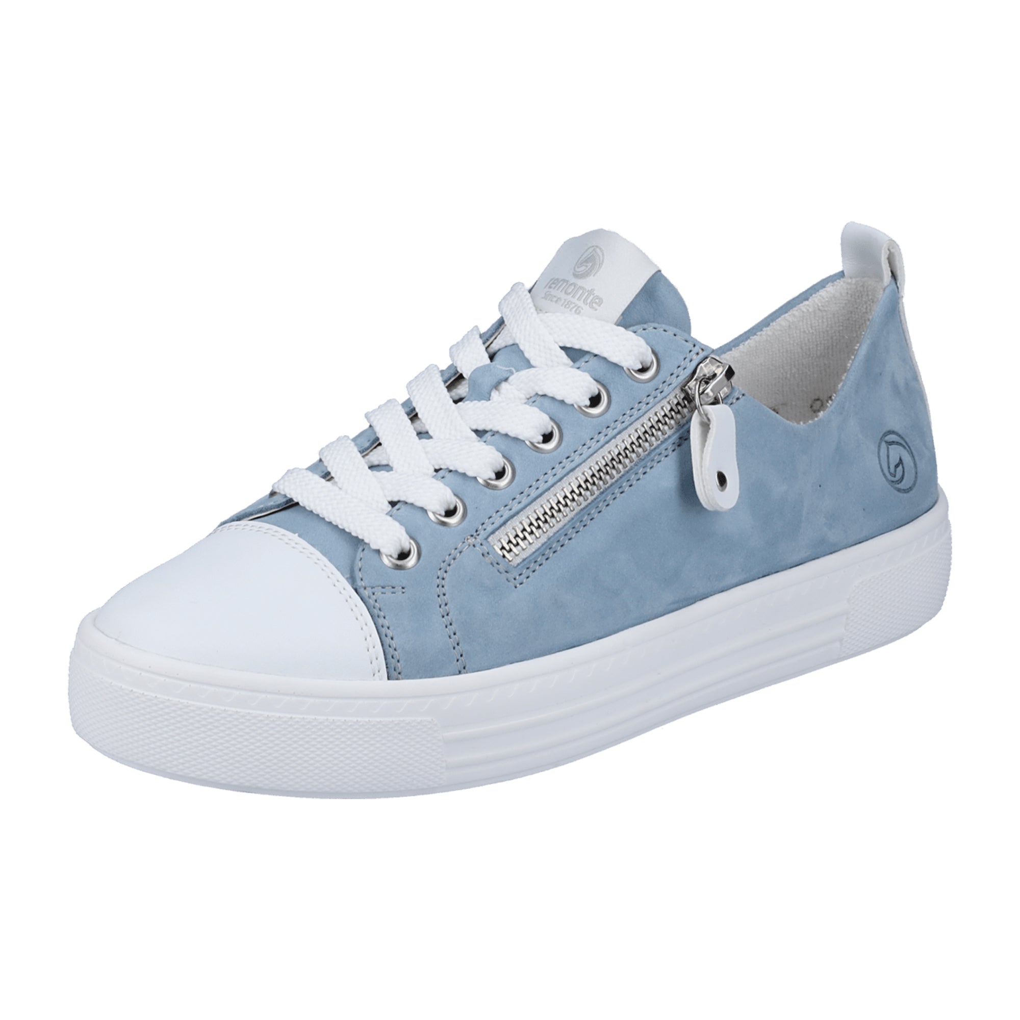 Remonte Women's Blue Sneakers with Zipper and Lace-Up Design