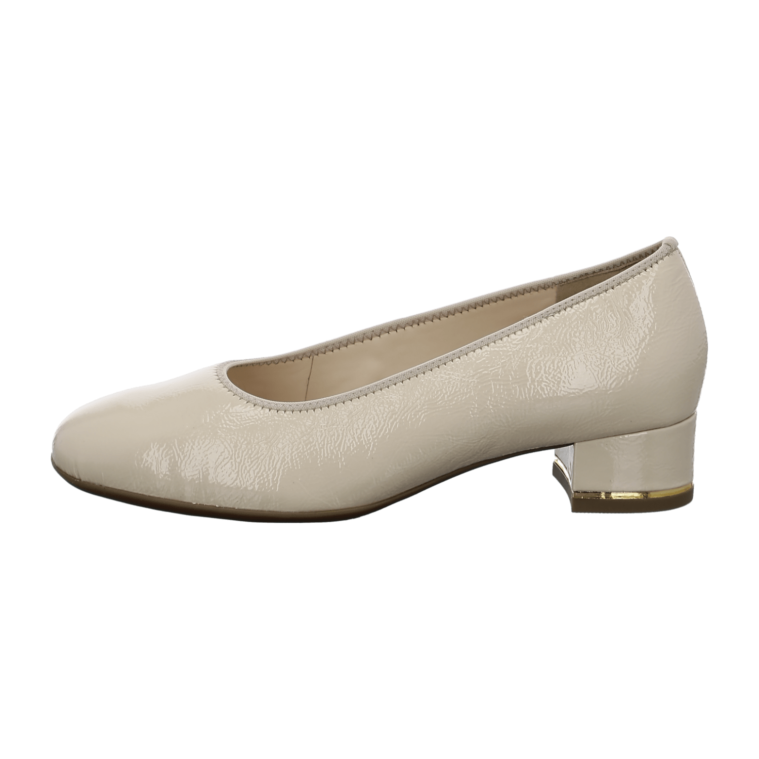 ARA Women's Pumps Smooth Leather Beige Square Toe Pull-On Style Leather Lining Synthetic Rubber Sole