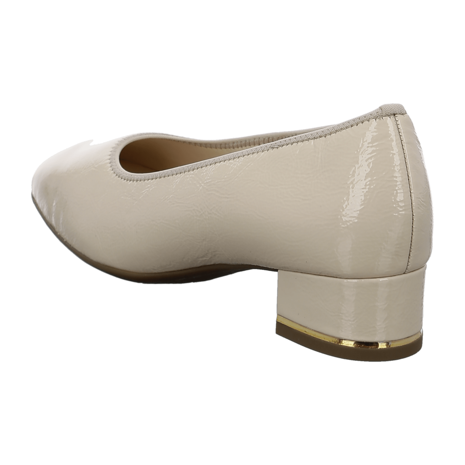 ARA Women's Pumps Smooth Leather Beige Square Toe Pull-On Style Leather Lining Synthetic Rubber Sole