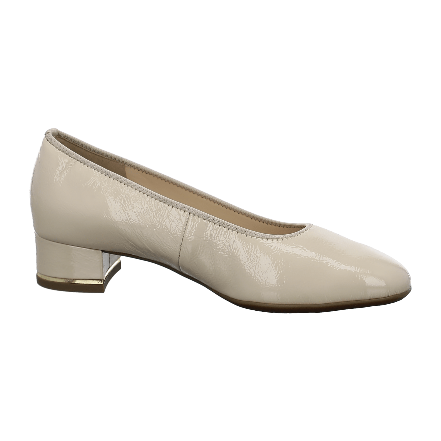 ARA Women's Pumps Smooth Leather Beige Square Toe Pull-On Style Leather Lining Synthetic Rubber Sole