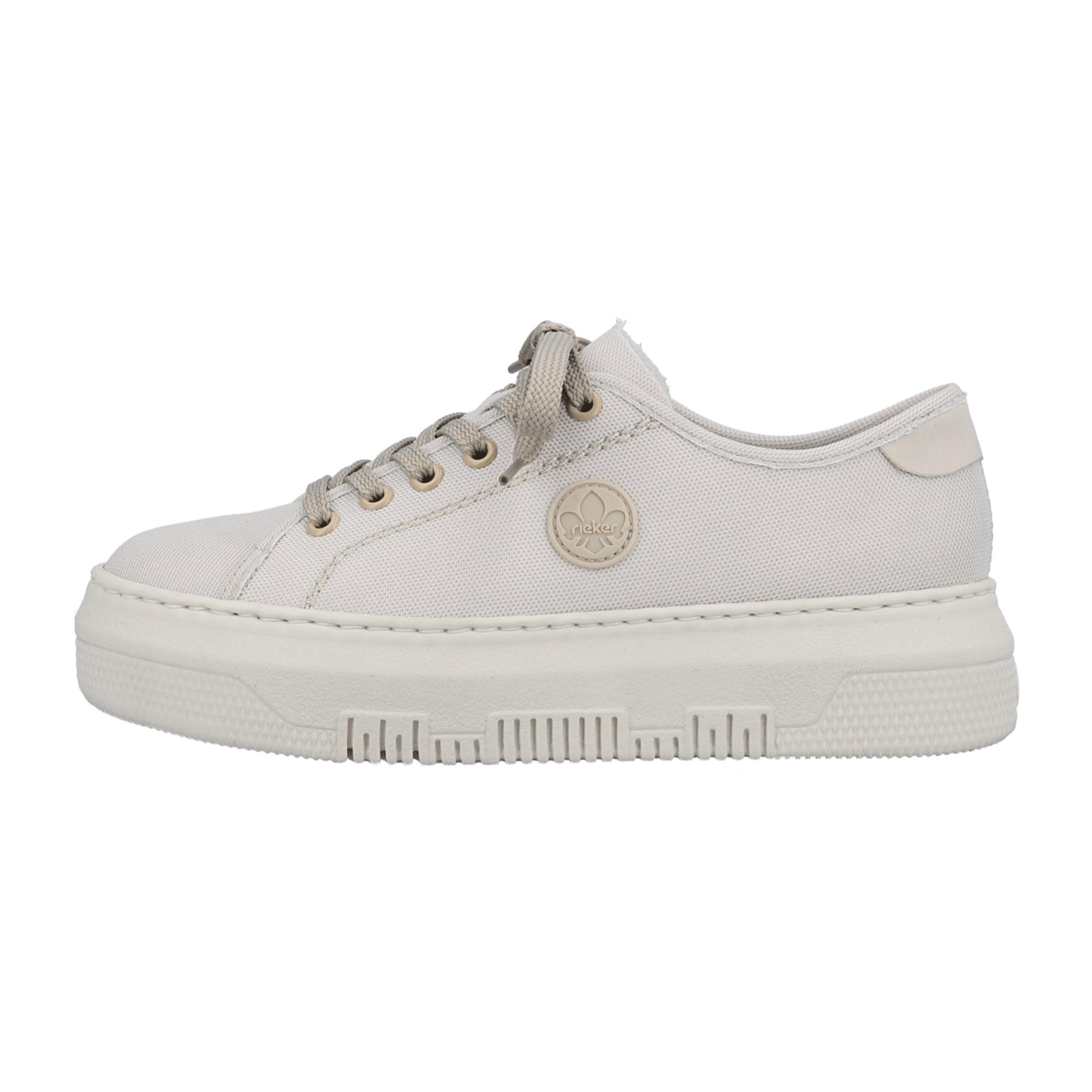 Rieker Women's White Slip-On Sneakers with Laces and Lightweight Sole
