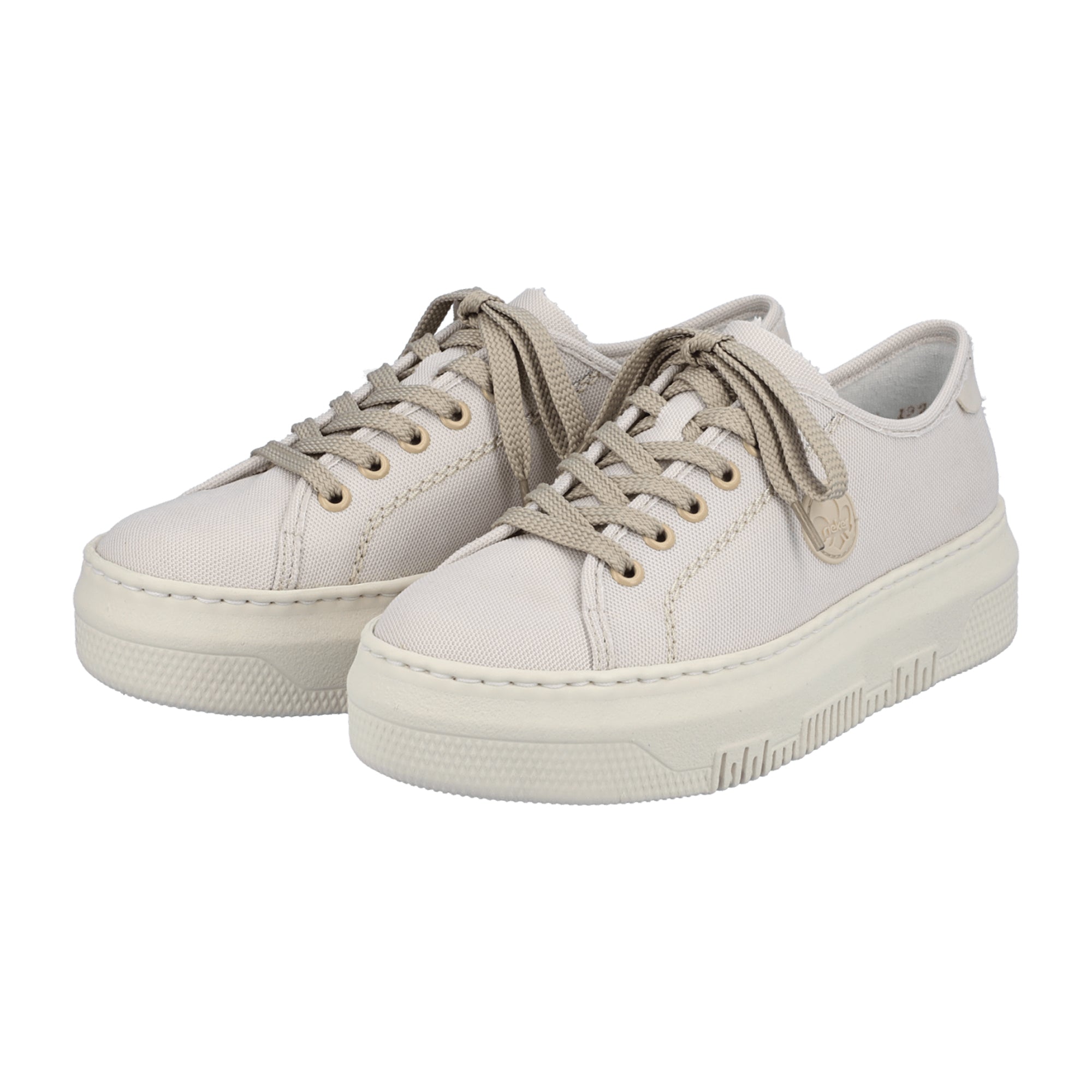 Rieker Women's White Slip-On Sneakers with Laces and Lightweight Sole