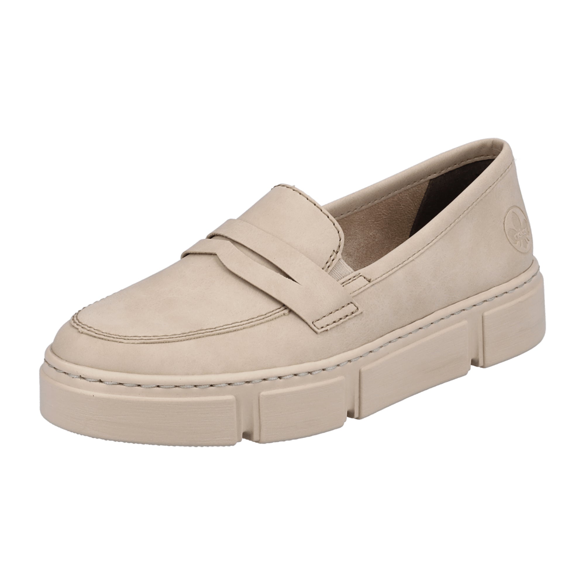 Rieker Women's Beige Slip-On Loafers Lightweight Synthetic Comfortable Shoes