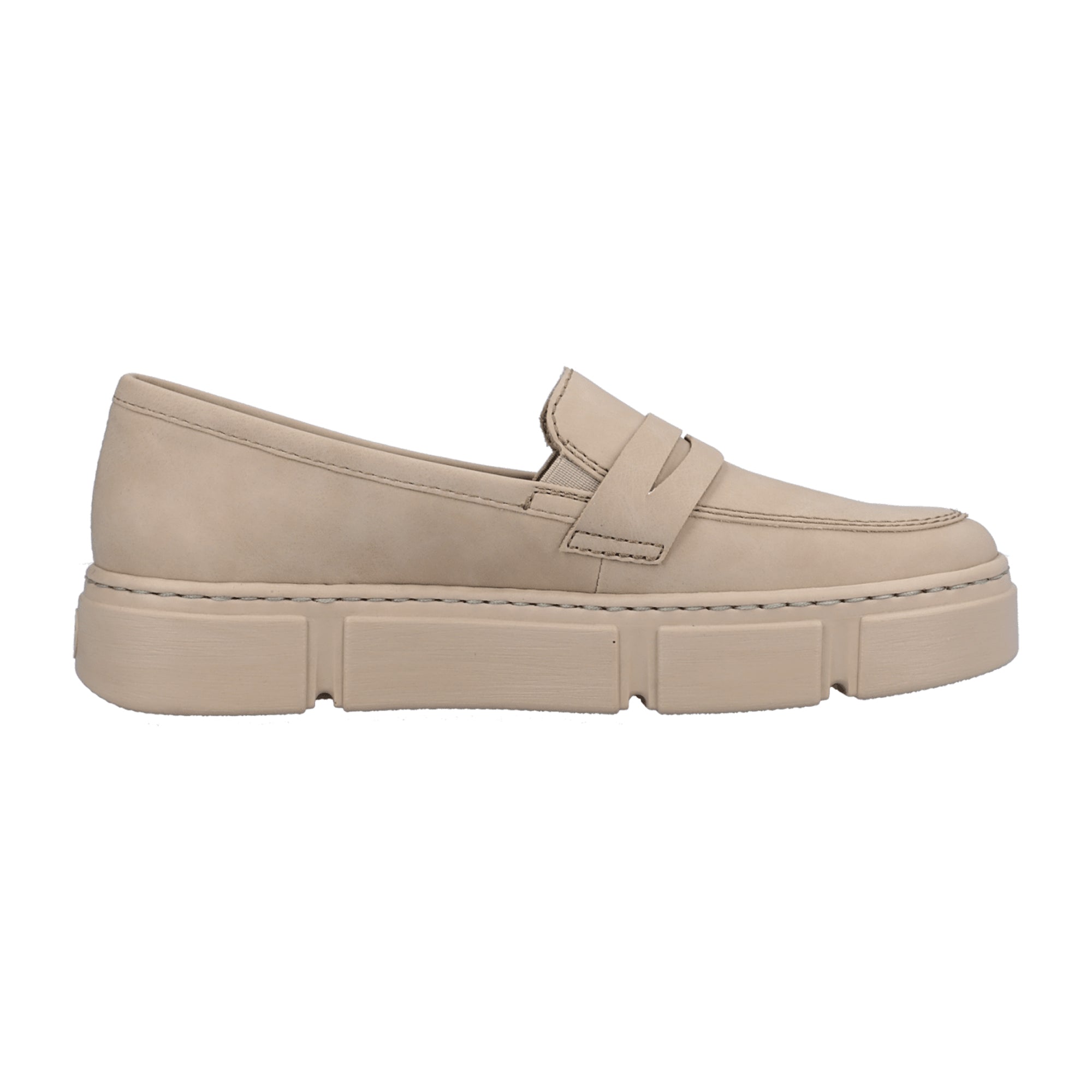 Rieker Women's Beige Slip-On Loafers Lightweight Synthetic Comfortable Shoes