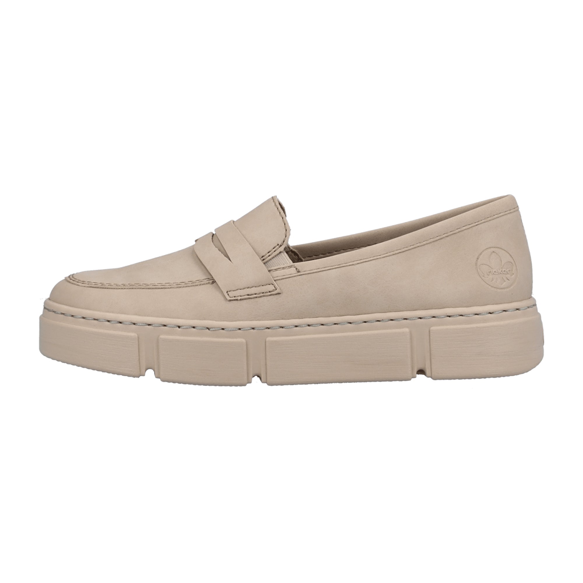 Rieker Women's Beige Slip-On Loafers Lightweight Synthetic Comfortable Shoes