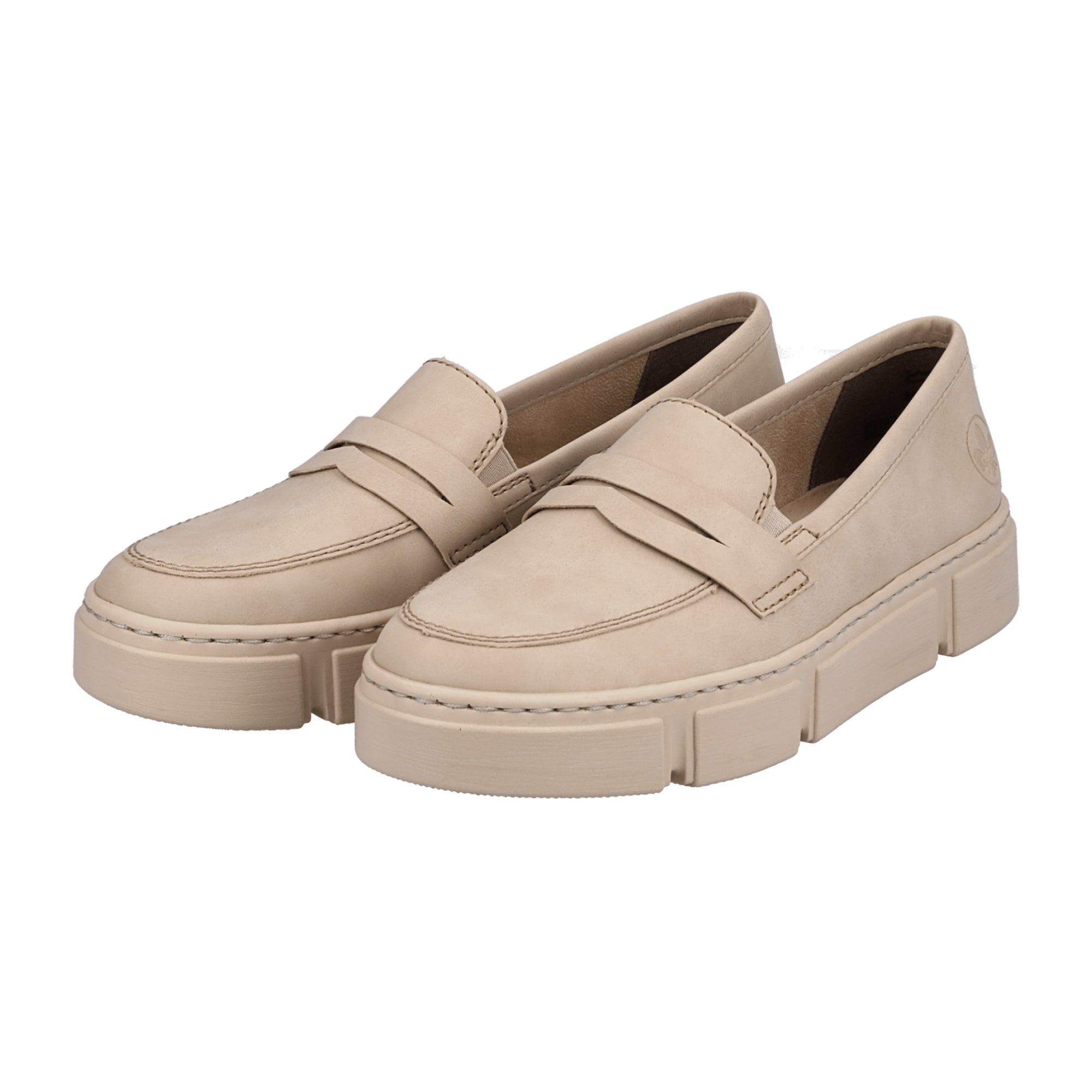 Rieker Women's Beige Slip-On Loafers Lightweight Synthetic Comfortable Shoes