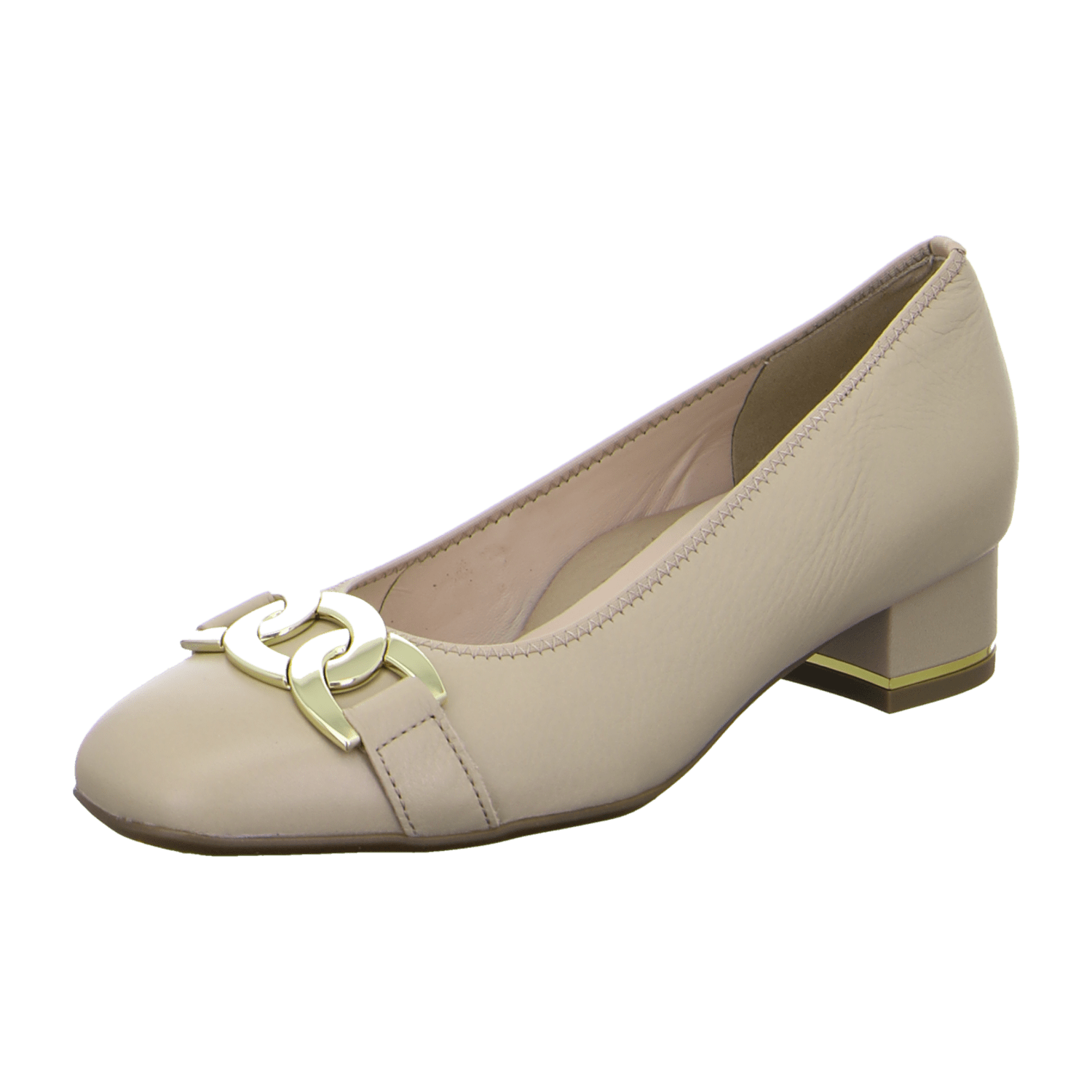 ARA GRAZ Women's Beige Smooth Leather Pumps with Round Toe and Leather Lining