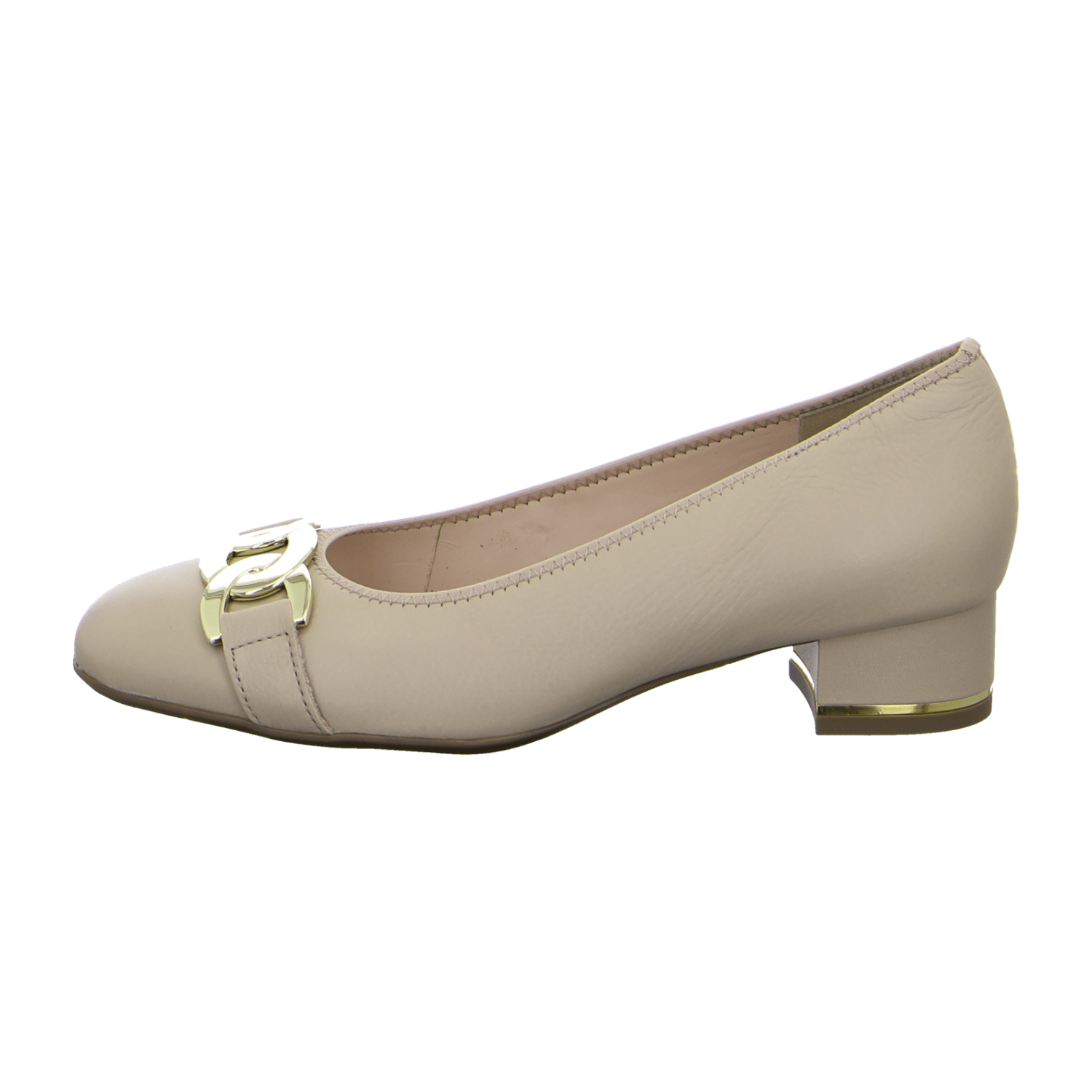 ARA GRAZ Women's Beige Smooth Leather Pumps with Round Toe and Leather Lining