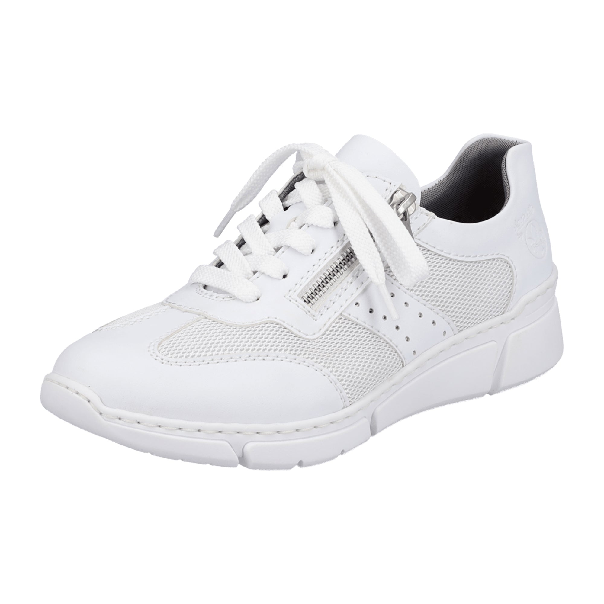 Rieker Women's White Casual Shoes with Zip and Lace-Up Closure