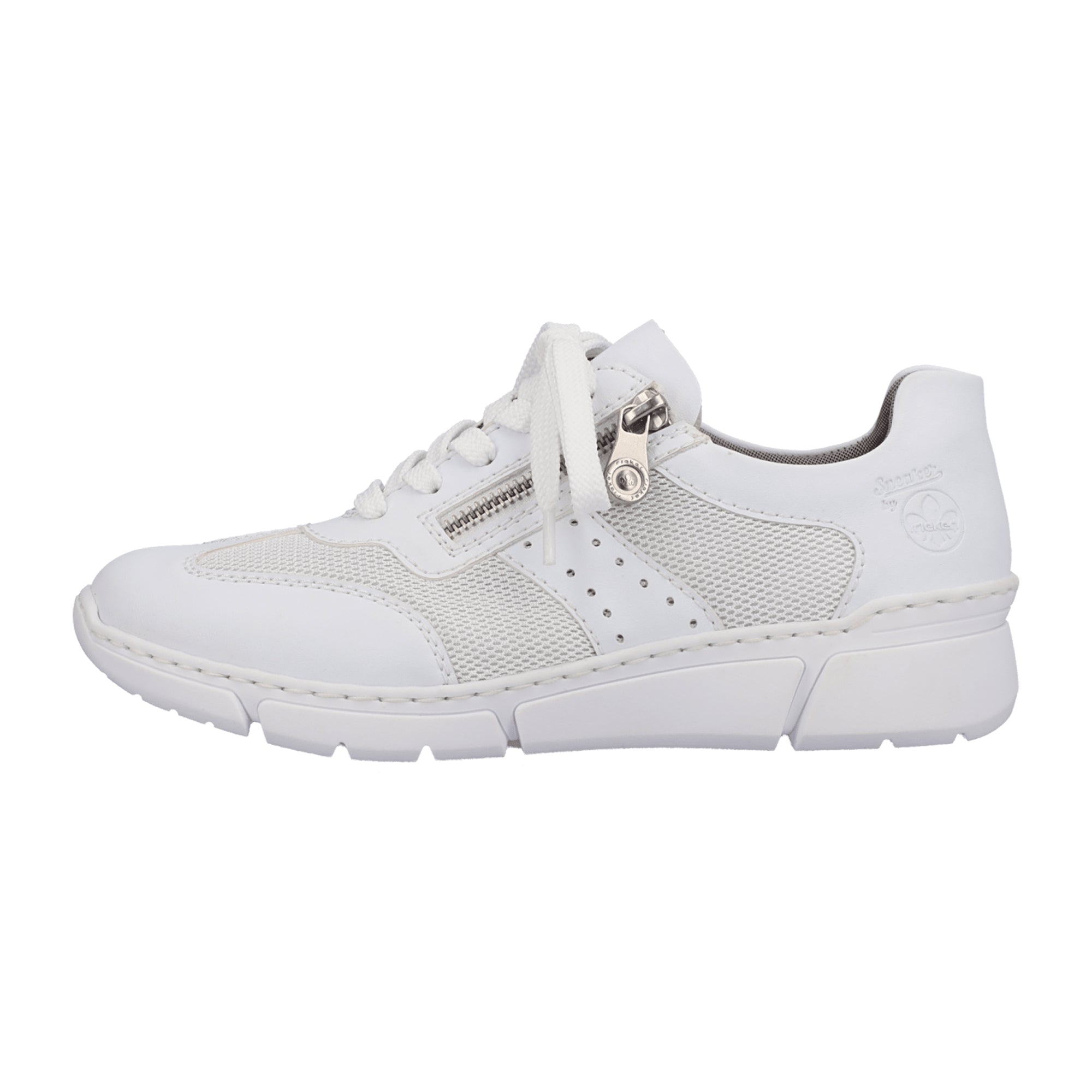 Rieker Women's White Casual Shoes with Zip and Lace-Up Closure